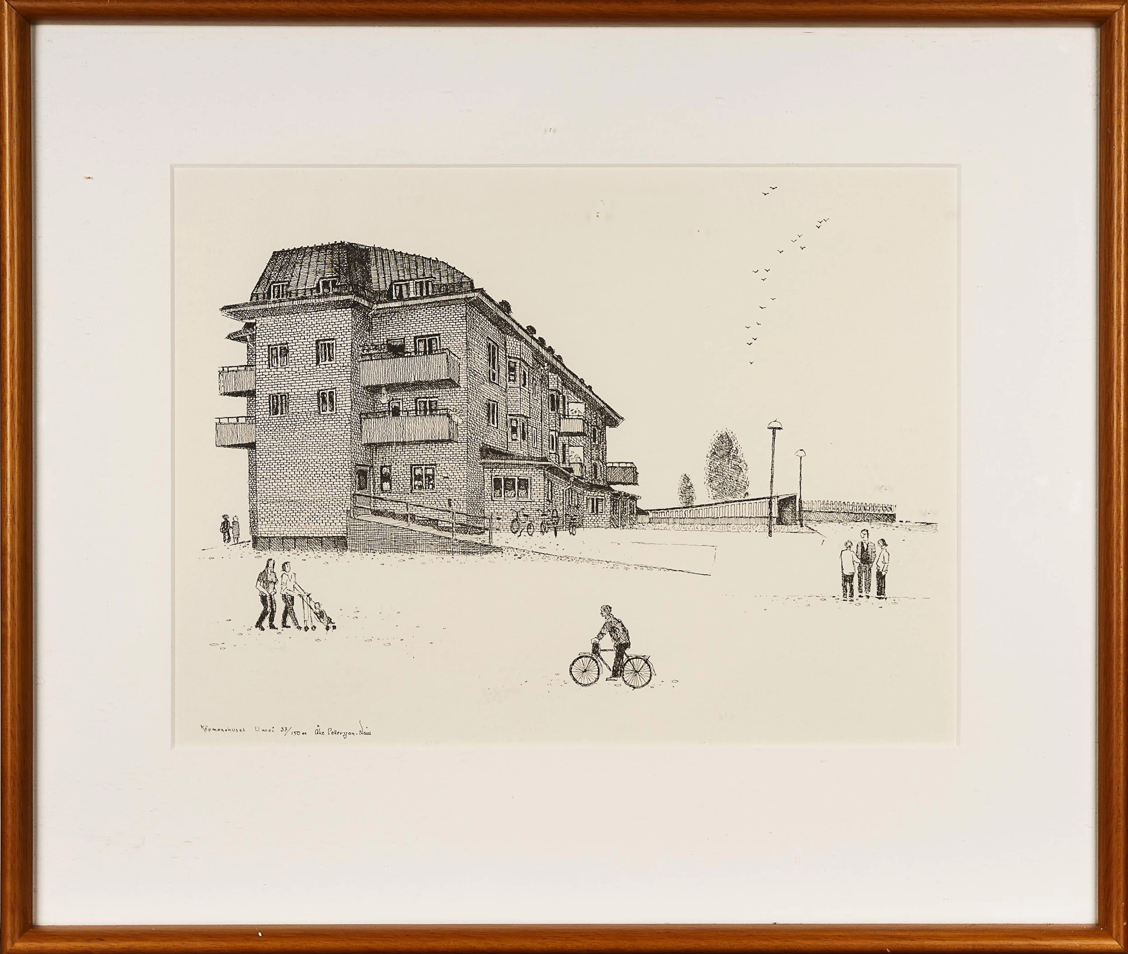 ÅKE PETTERSSON-NÅW. Litografi "Köpmanshuset, Umeå" Signerad & numrerad: 37/150.