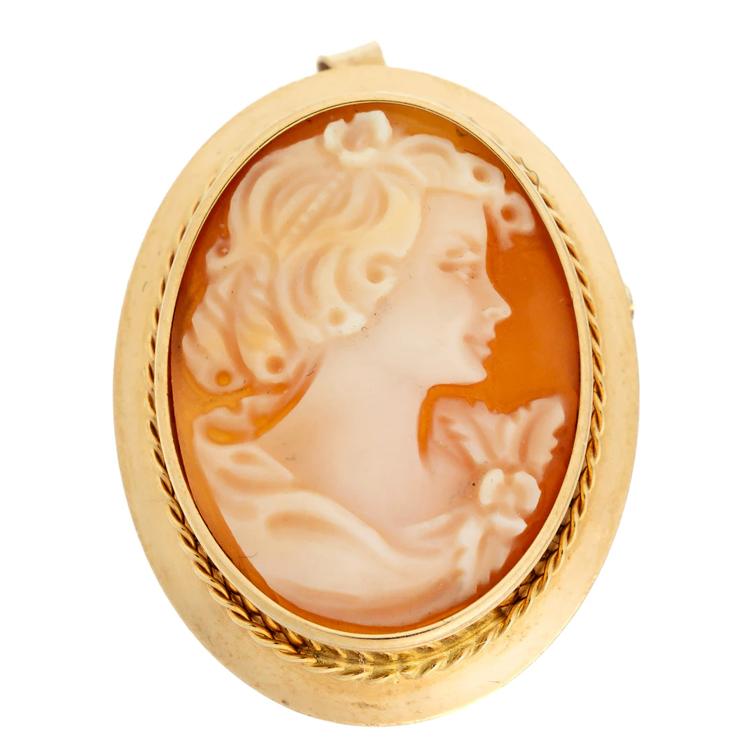 BROSCH/HÄNGE, Camé, 18k guld.