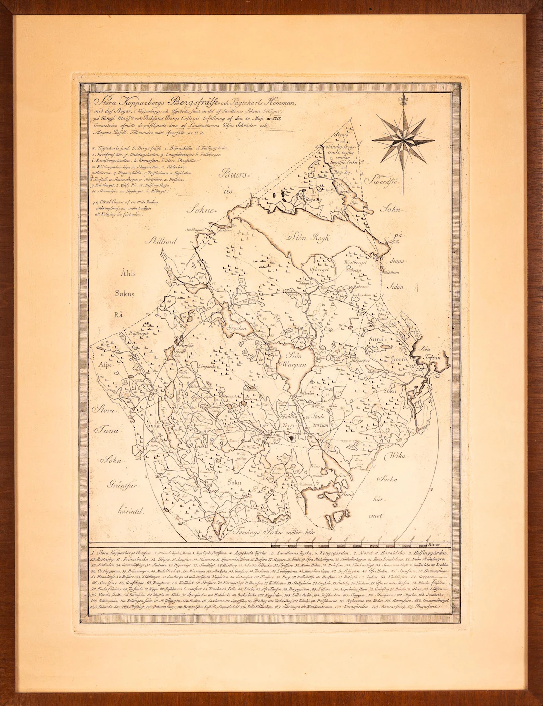 ETSNING, Kart-motiv av Stora Kopparbergs i Dalarna 1776.