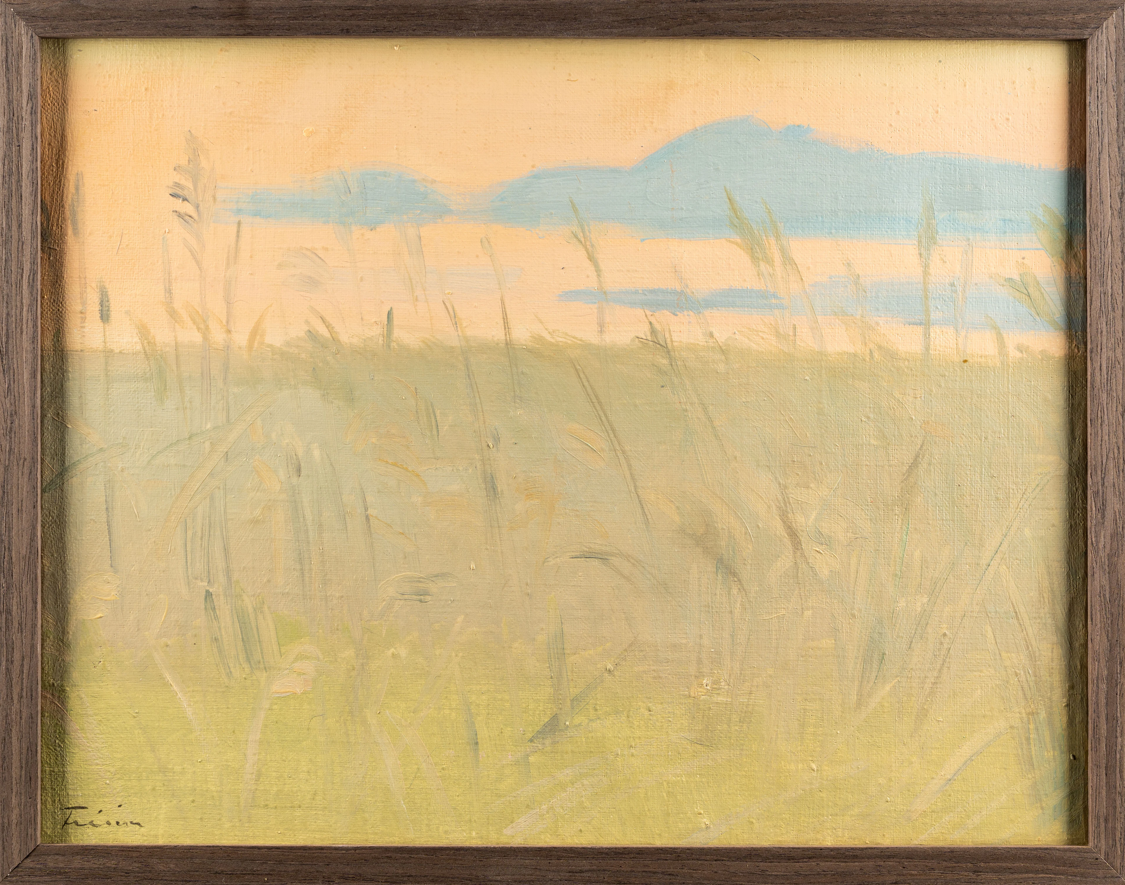 VERA FRISÉN. Olja på duk, Slätt i skymning, 1900-tal.