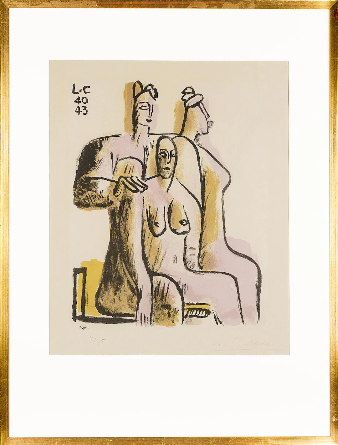 LE CORBUSIER. Färglitografi "Les trois femmes" signerad & numrerad: 7/75.