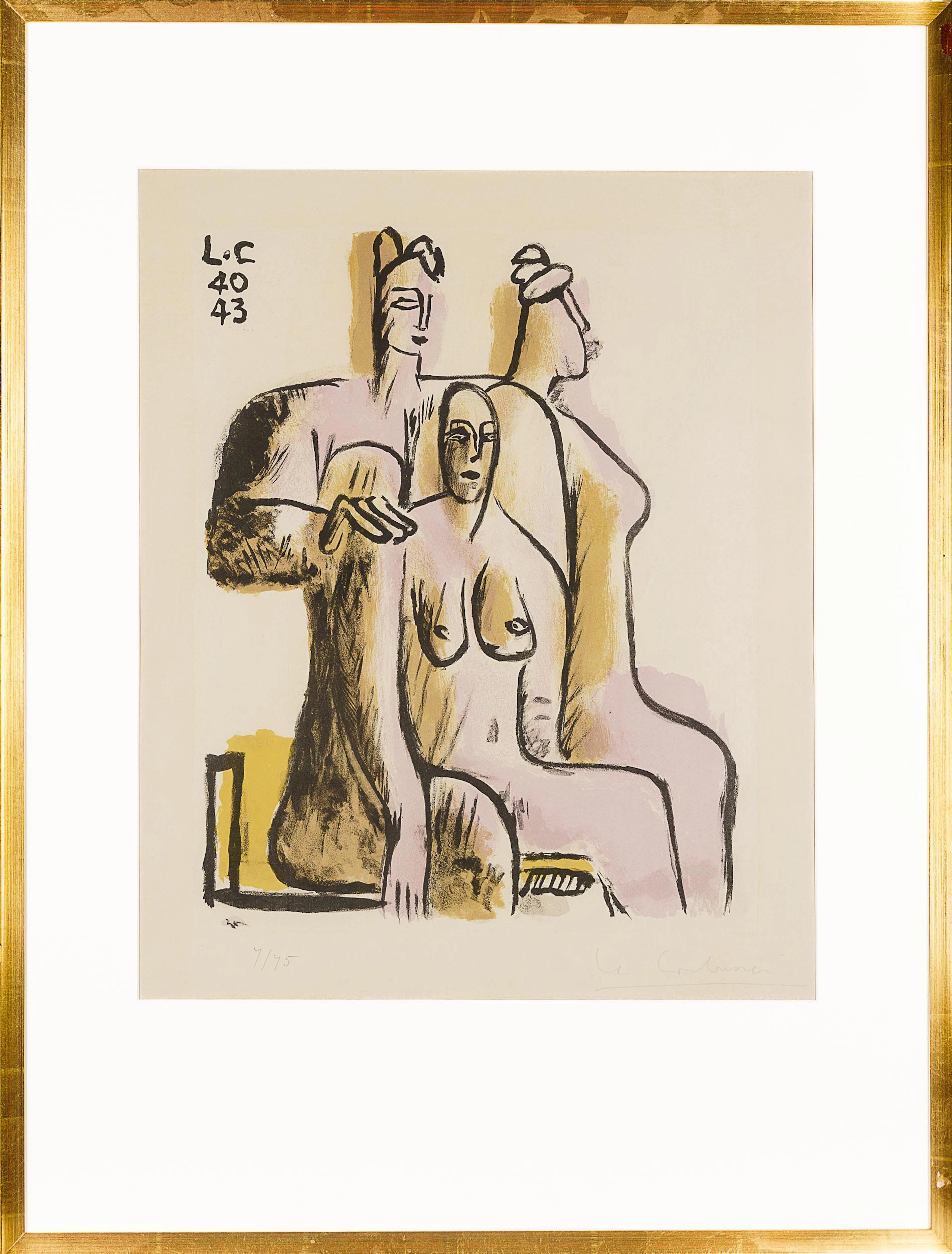 LE CORBUSIER. Färglitografi "Les trois femmes" signerad & numrerad: 7/75.