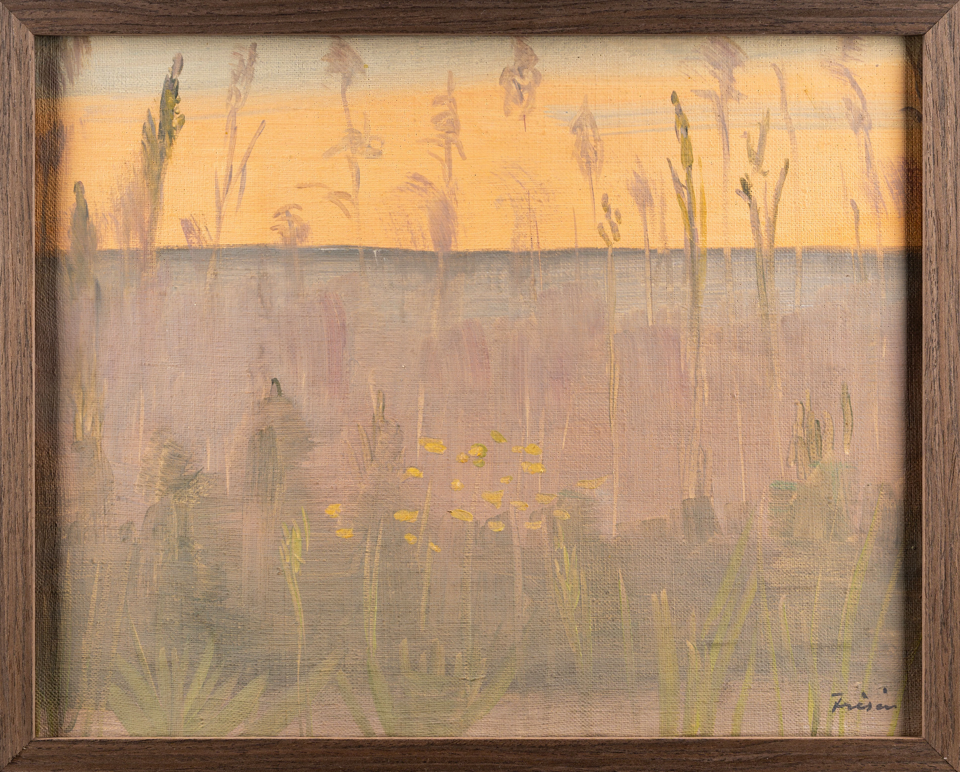 VERA FRISÉN. Olja på duk, Dunkel äng, 1900-tal.