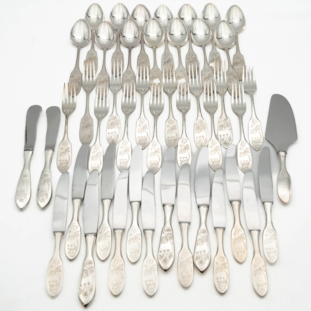 BESTICK, "Finnmyrten", 45 delar, Silver, 1900-tal.