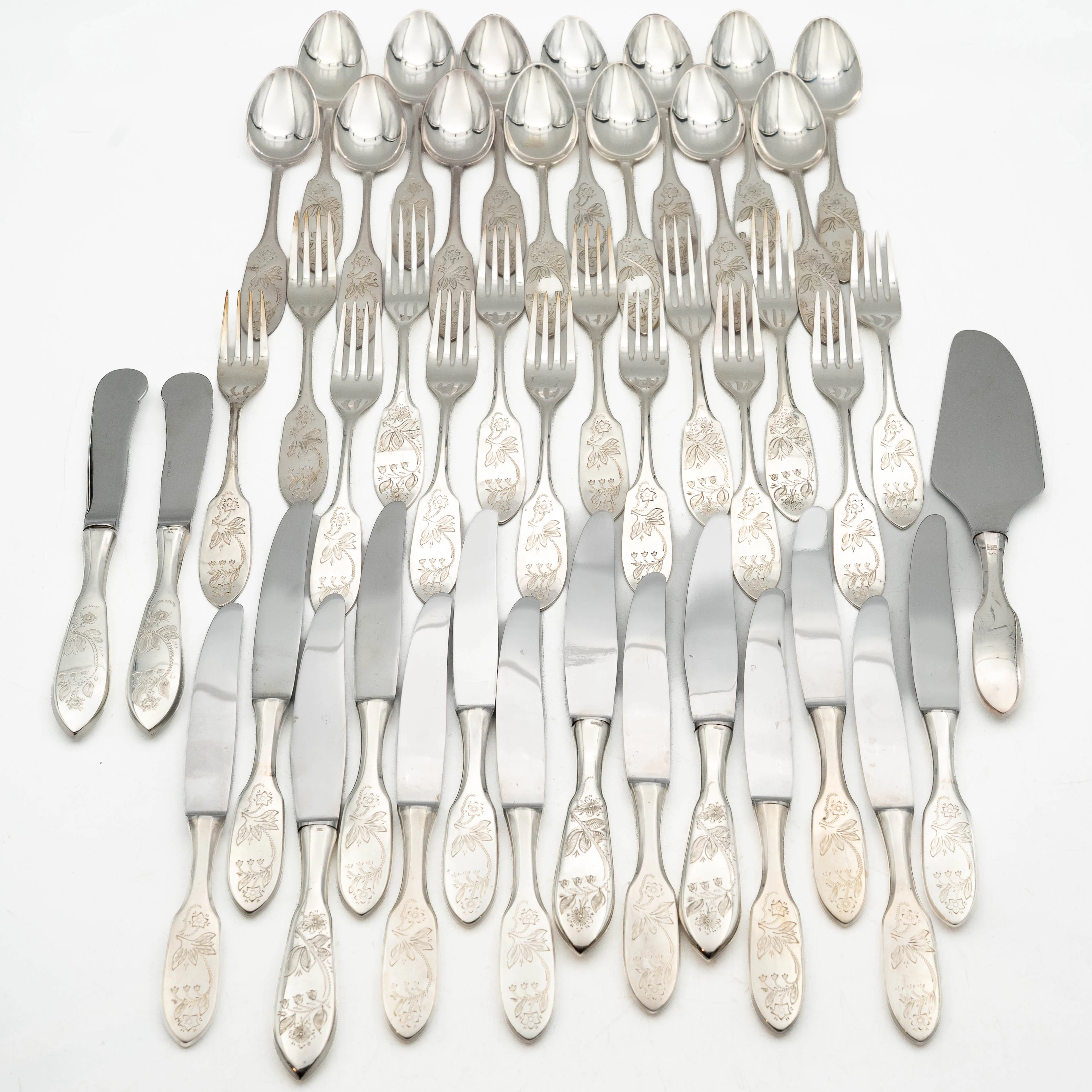 BESTICK, "Finnmyrten", 45 delar, Silver, 1900-tal.