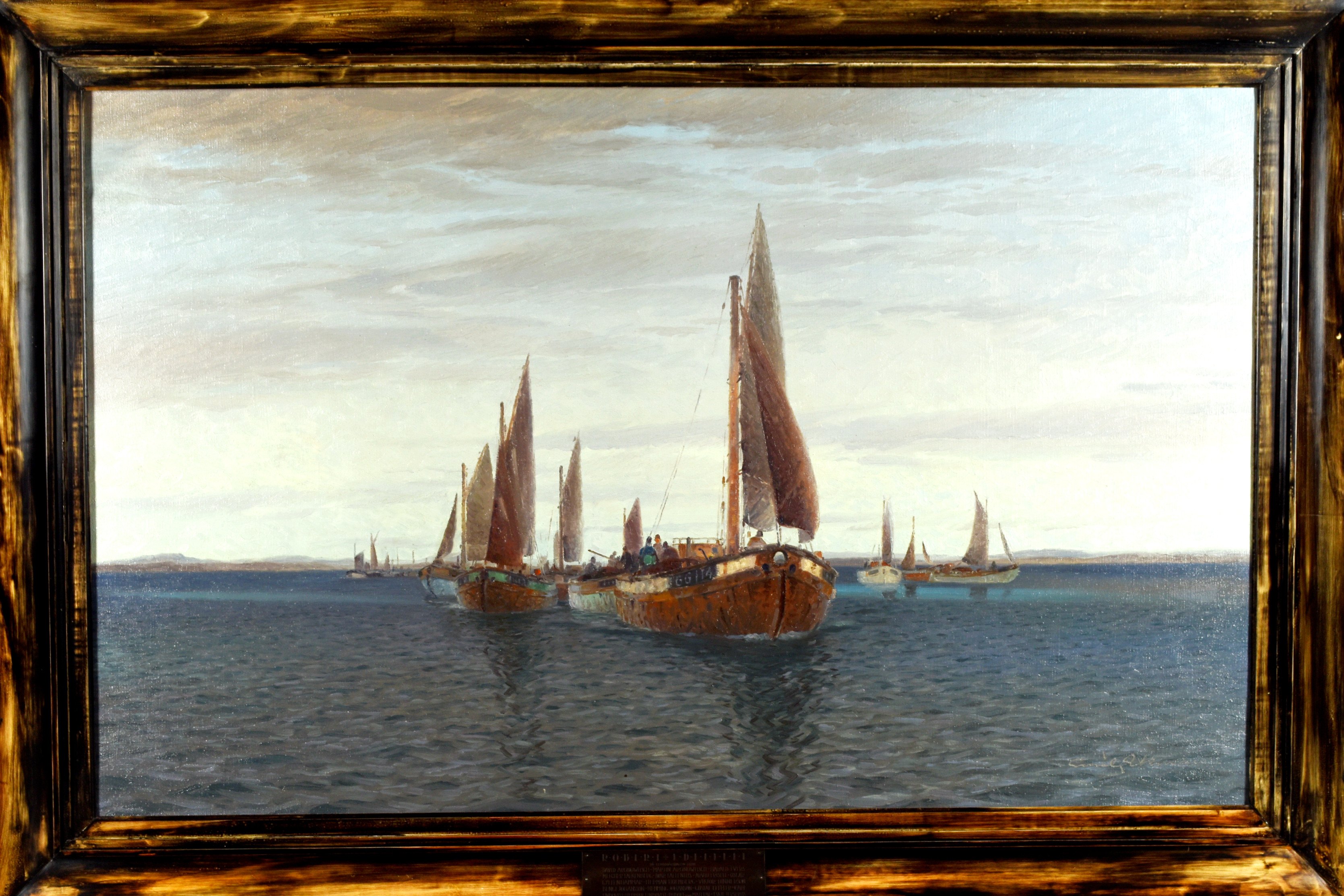 EMIL EKMAN. Olja på duk, Signerad, Marinmotiv.