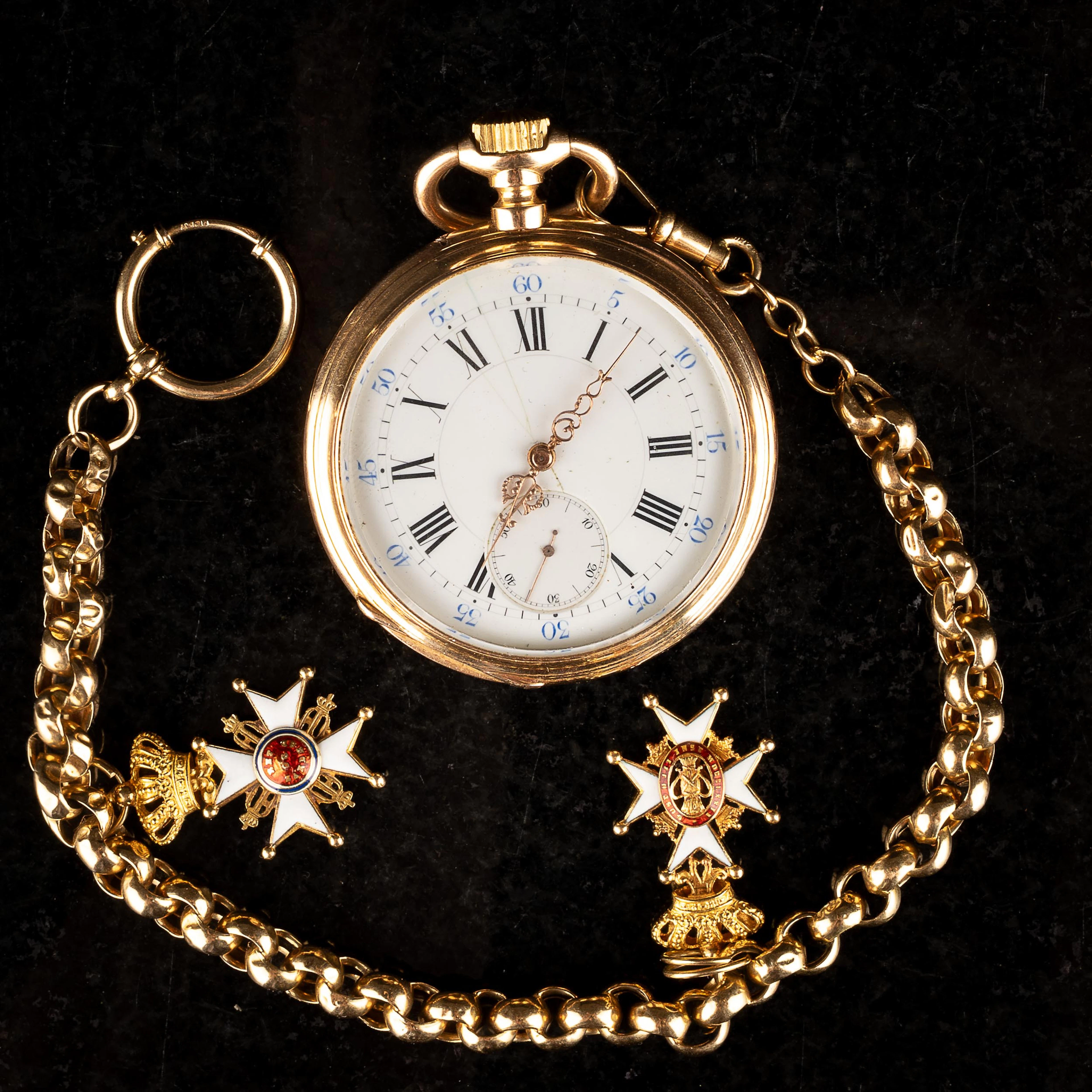 FICKUR. Frankrike 18K Guld med kedja 1900-tal.