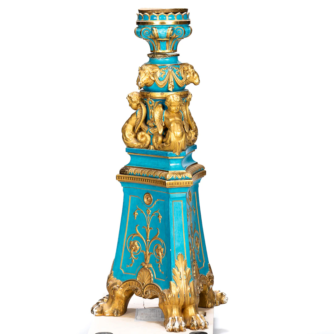 PIEDISTAL, Louis XVI-stil, bemålat stengods.