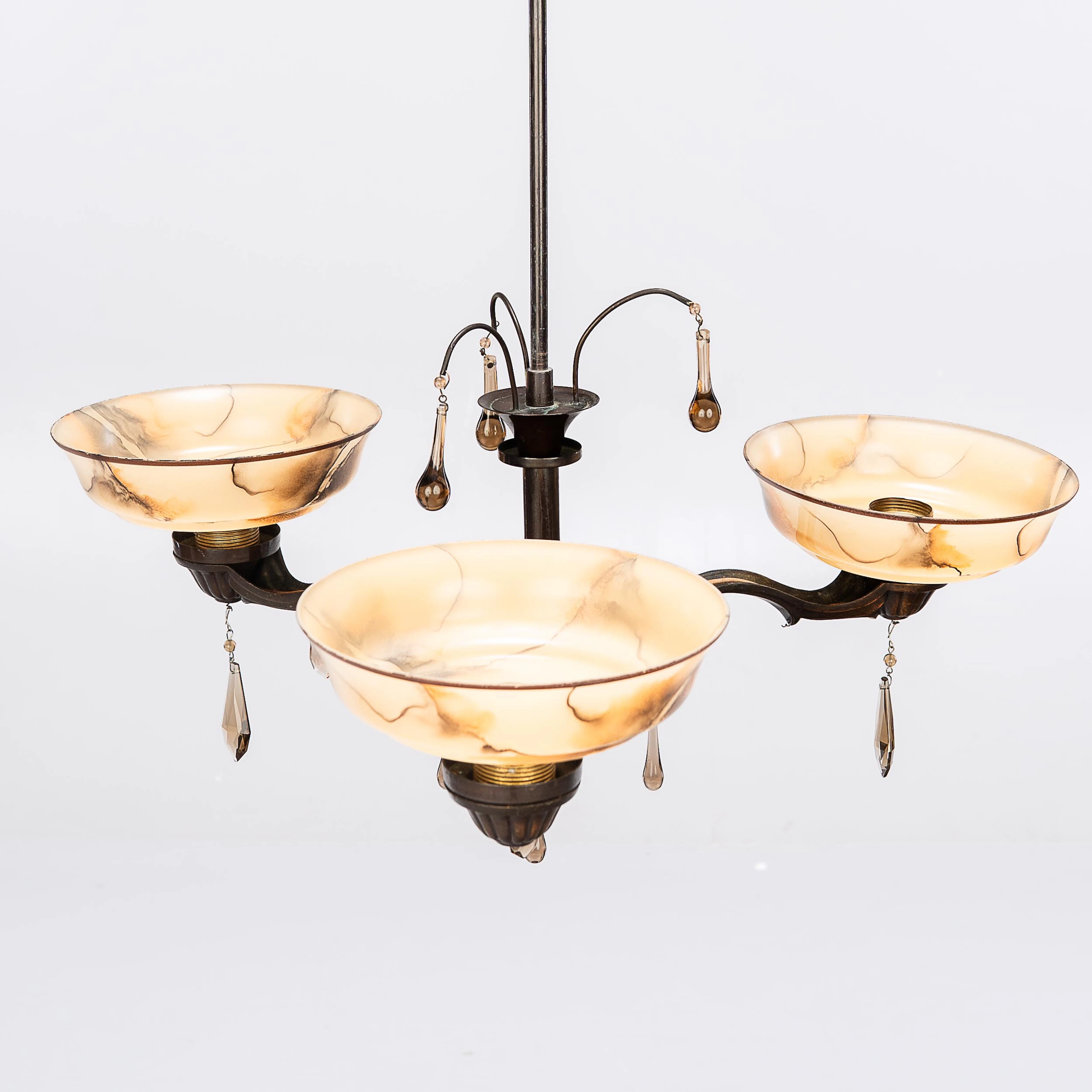 TAKLAMPA, Art Deco, 3 ljuskällor.