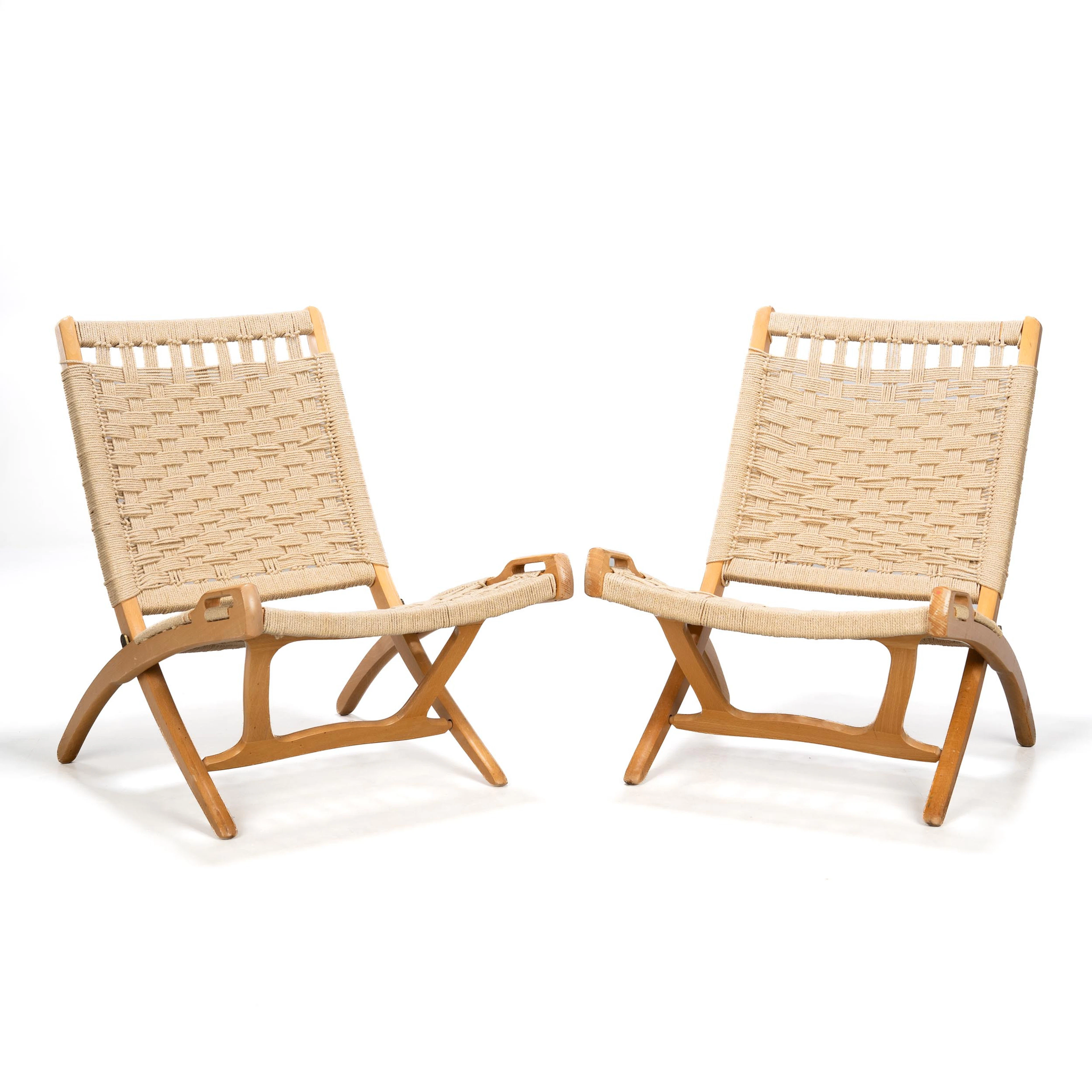 EBERT WELS. Stolar, "Folding Chair", Ett par. Lövträ, Rep. 1960-tal.