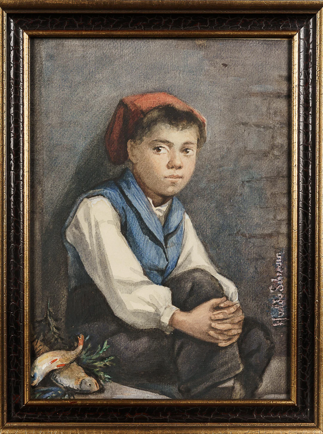 HULDA SCHENSON. Akvarell på papper, Porträtt, Signerad & daterad 1884.