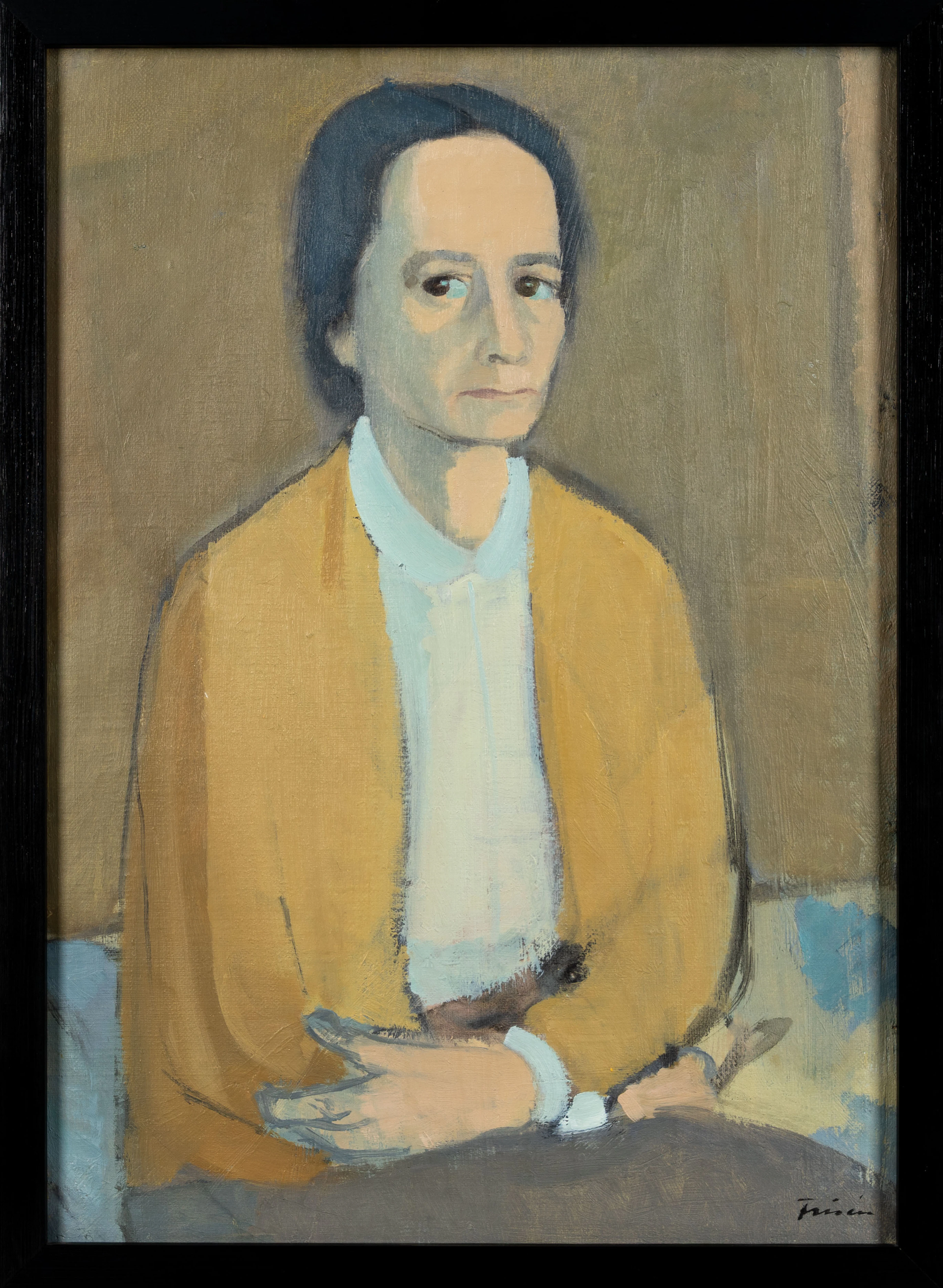 VERA FRISÉN. Olja på duk "Porträtt" Signerad 1900-tal.