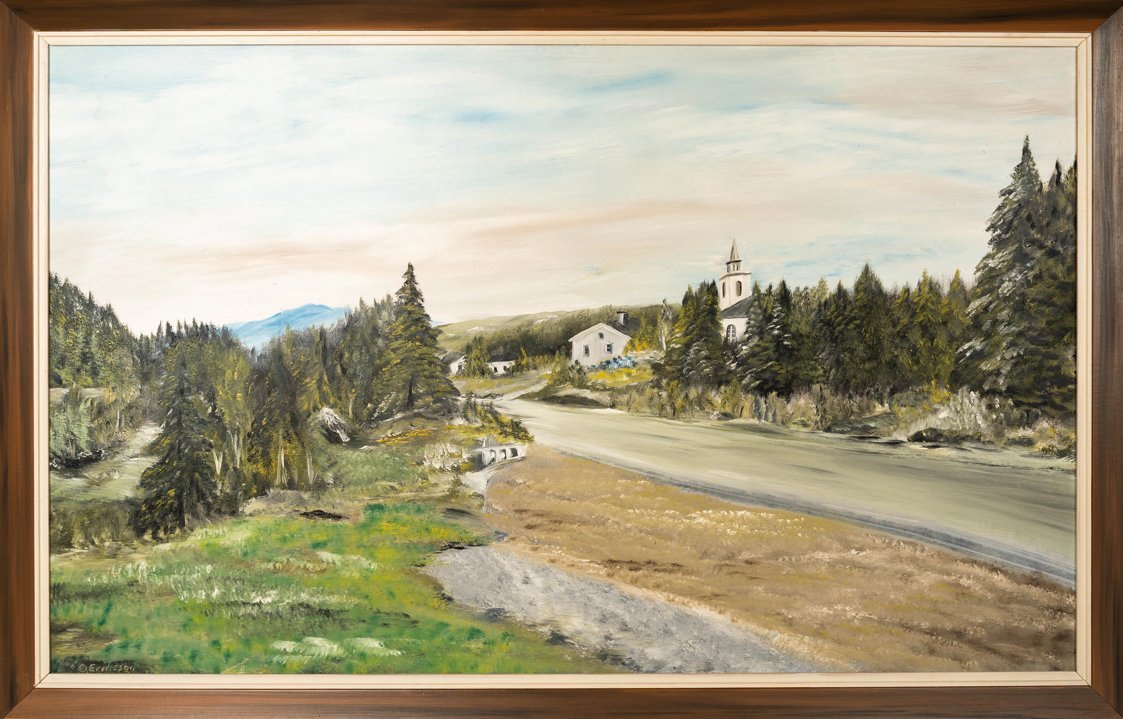 OIDENTIFIERAD KONSTNÄR. Olja på duk, "Underåkers kyrka i Jämtland", signerad.