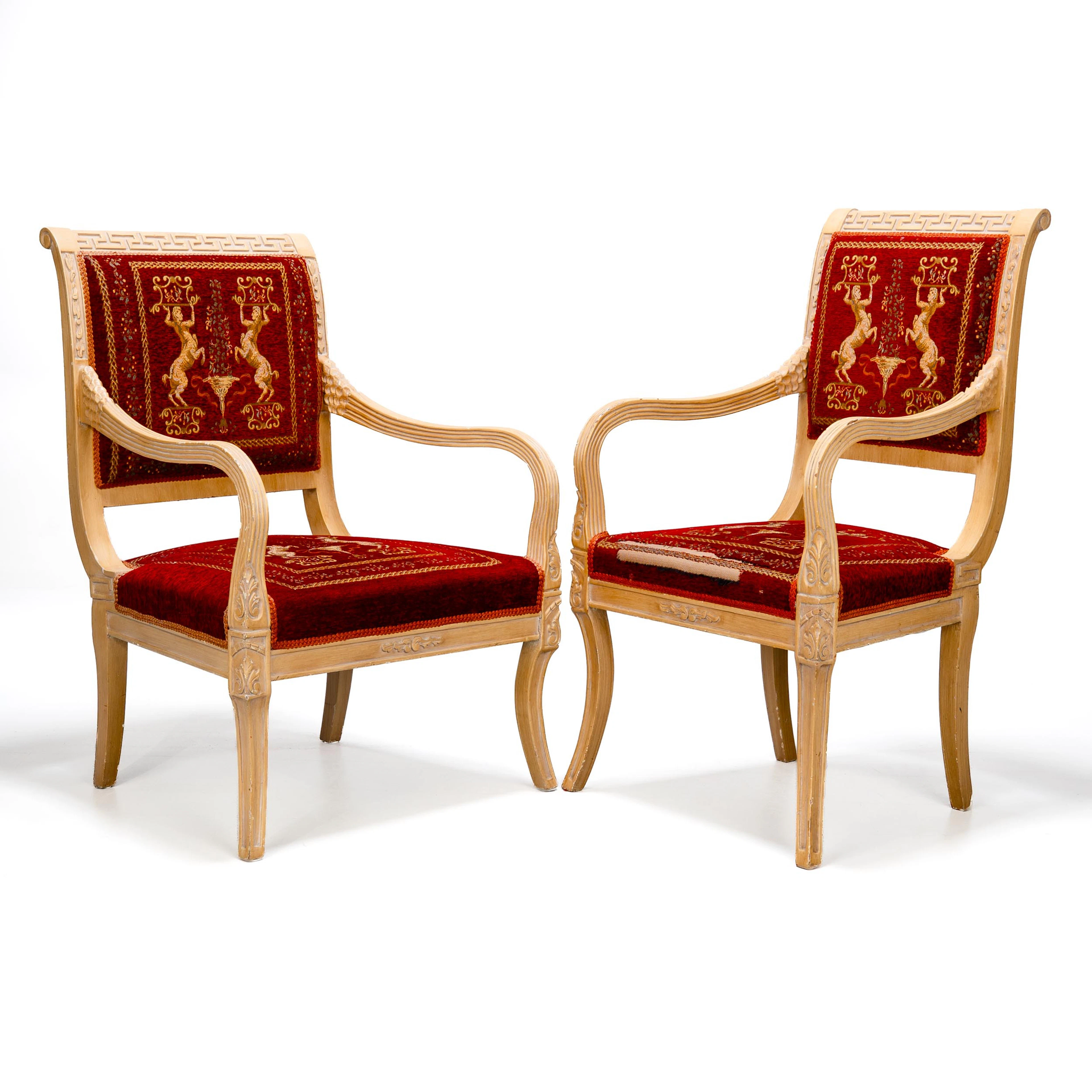 OTTO WRETLING. TILLSKRIVEN. KARMSTOLAR, Sengustaviansk stil, 2 stycken.