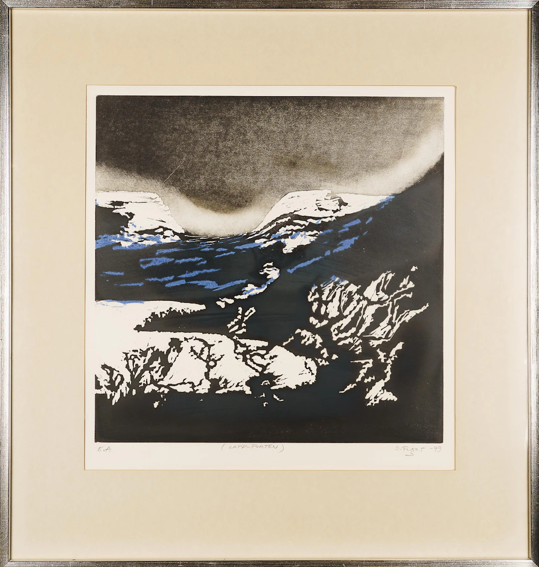 SIXTEN FAGER. Färglitografi, "Lapp-Porten", Signerad och märkt EA.