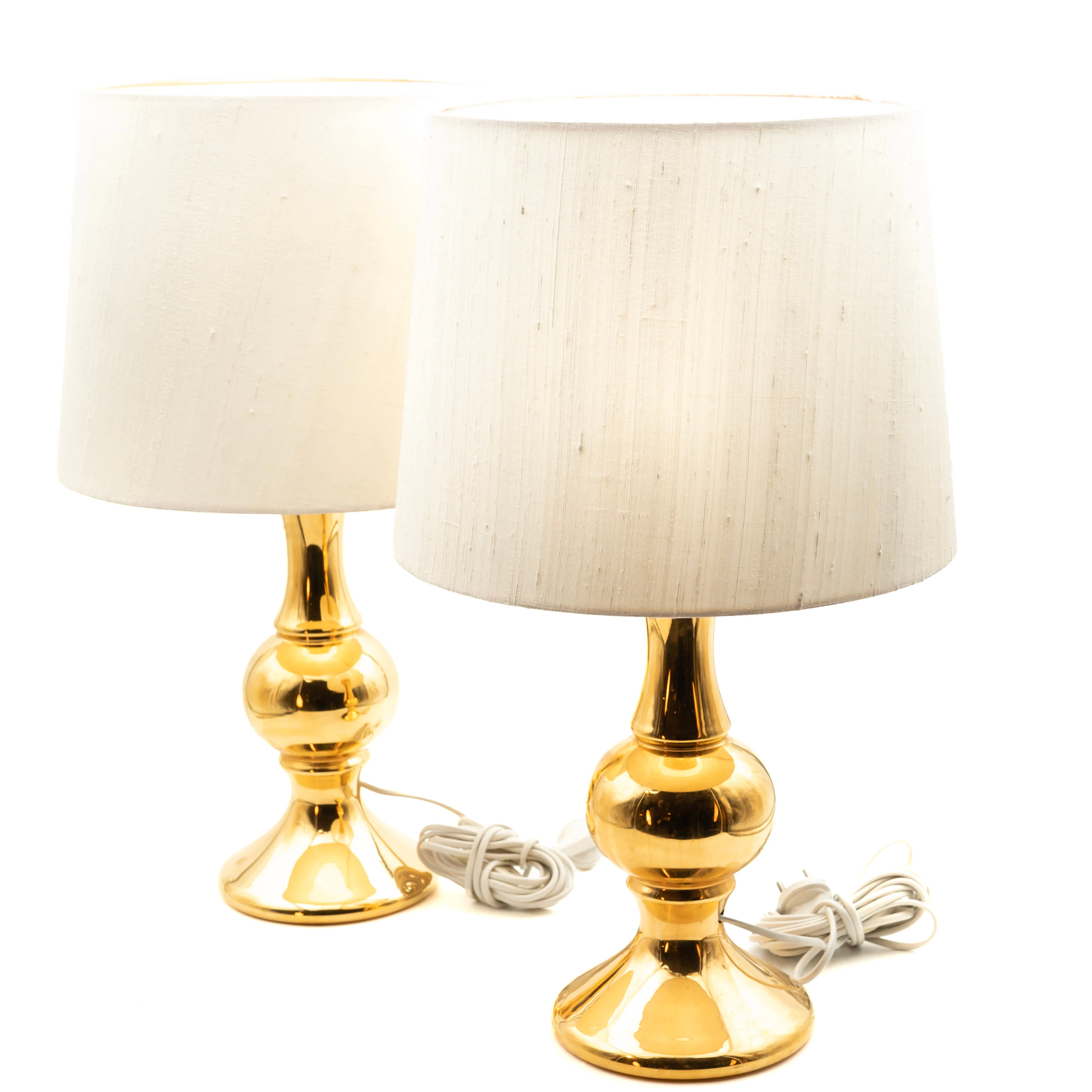 BORDSLAMPOR, 1 par, Luxus, förgyllt glas, 1900-tal.