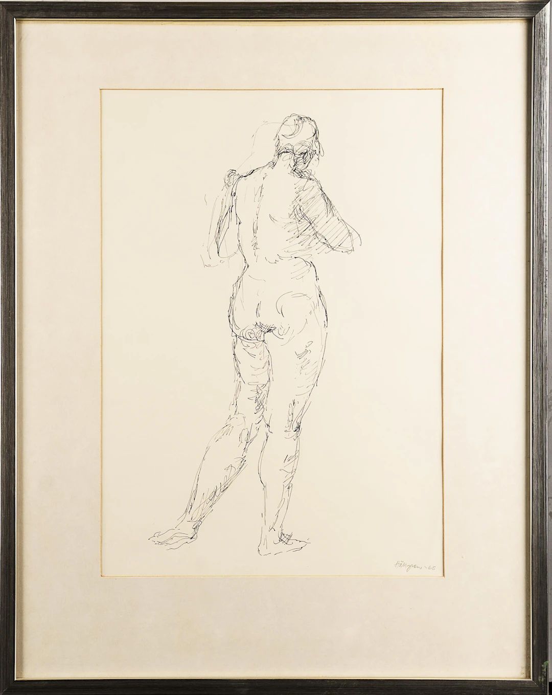 INGVAR HÄLLGREN. Tusch på papper "Modell" Signerad & daterad: 1965.