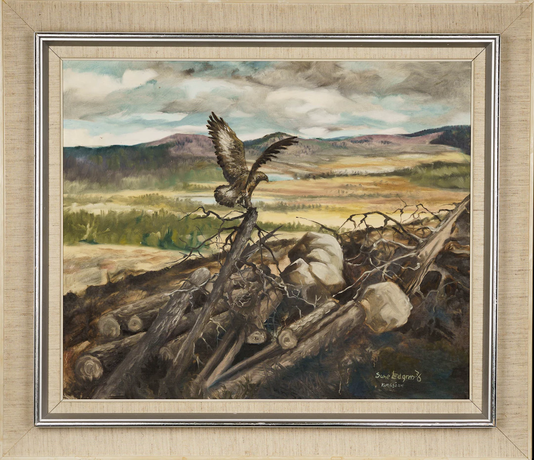 SUNE LUNDGREN. Olja på duk, "Kungsörn", Signerad, 1976.