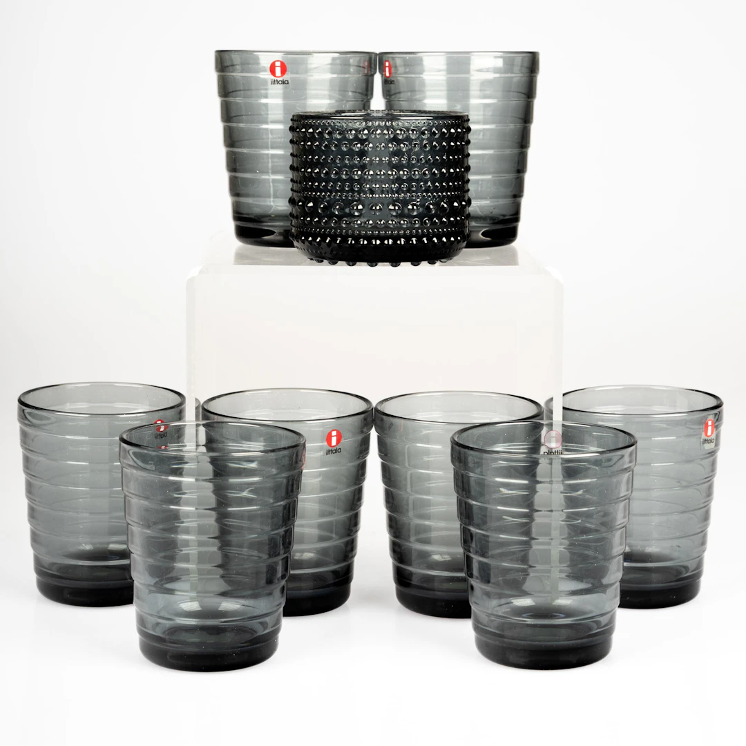 AINO AALTO. SAMT OIVA TOIKKA. Glas & ljuslytka, "Aqua" & "Kastehelmi"