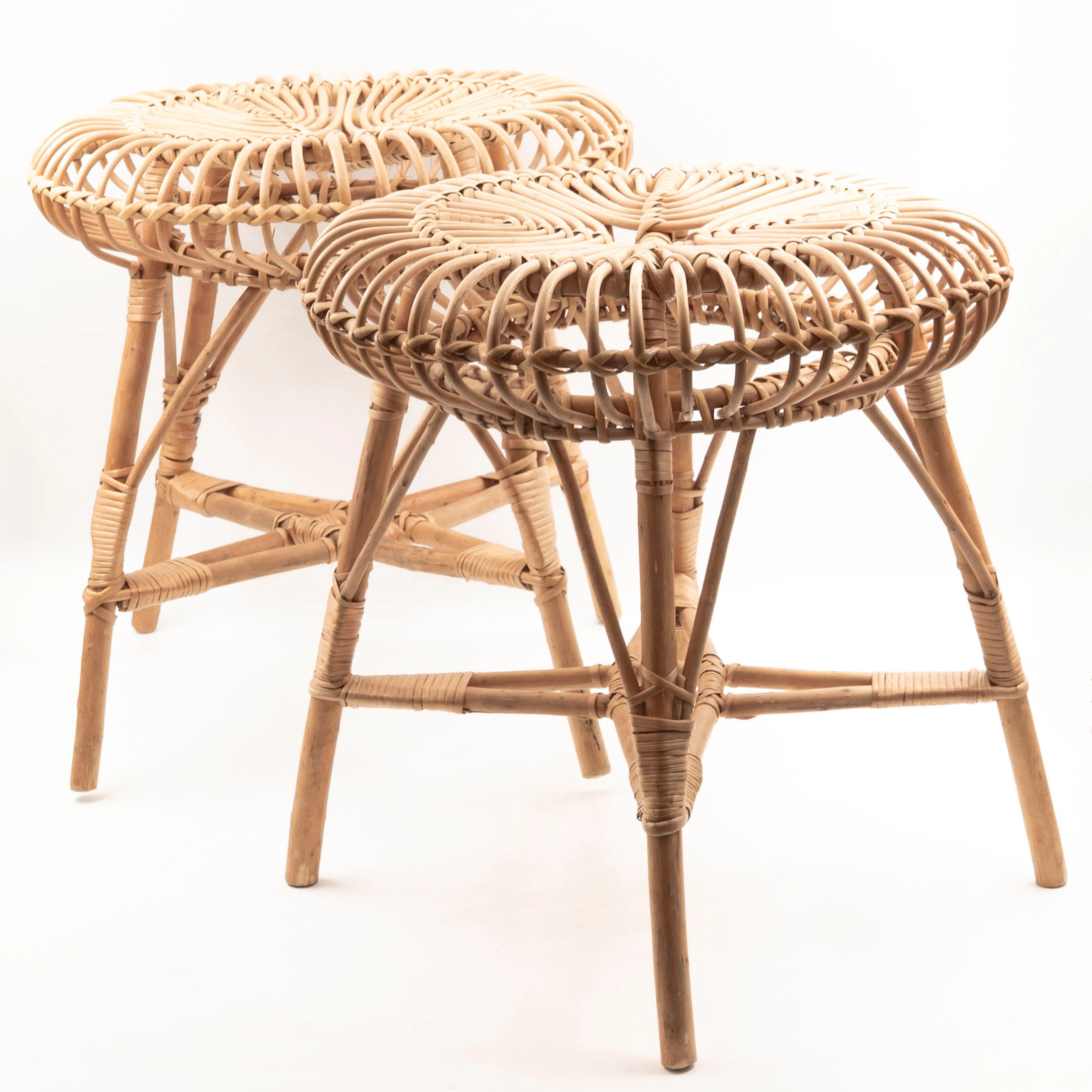 FRANCO ALBINI. Tillskriven. Pallar, Ett par, Rotting och Bambu, Italien