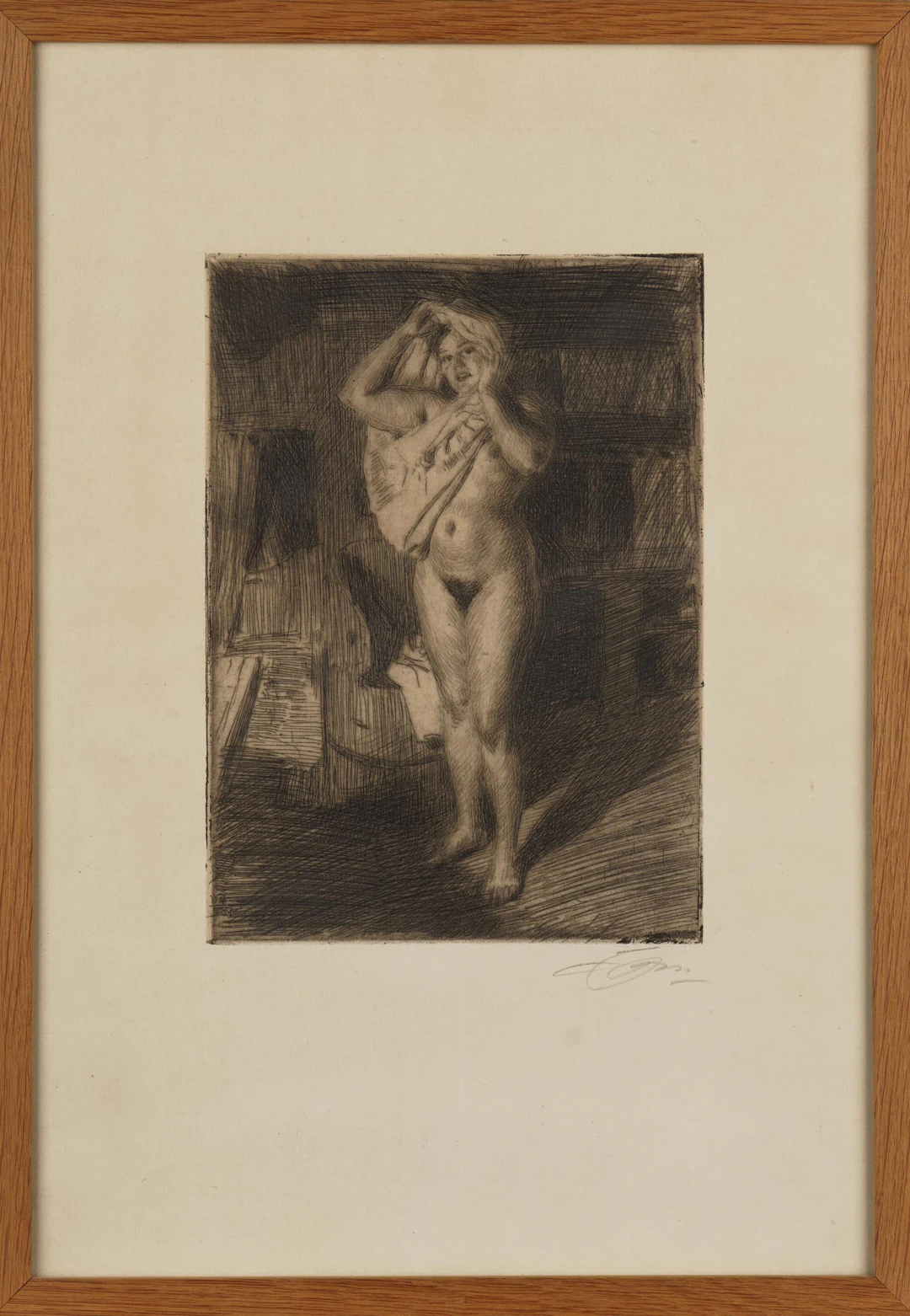 ANDERS ZORN. Etsning "Bärsärk" Signerad, 1914.
