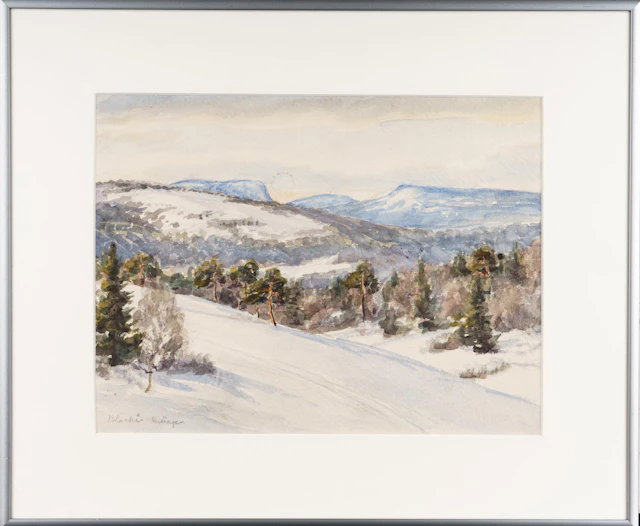 KARL TIRÉN. TILLSKRIVEN. Akvarell "Blackås Enånger".