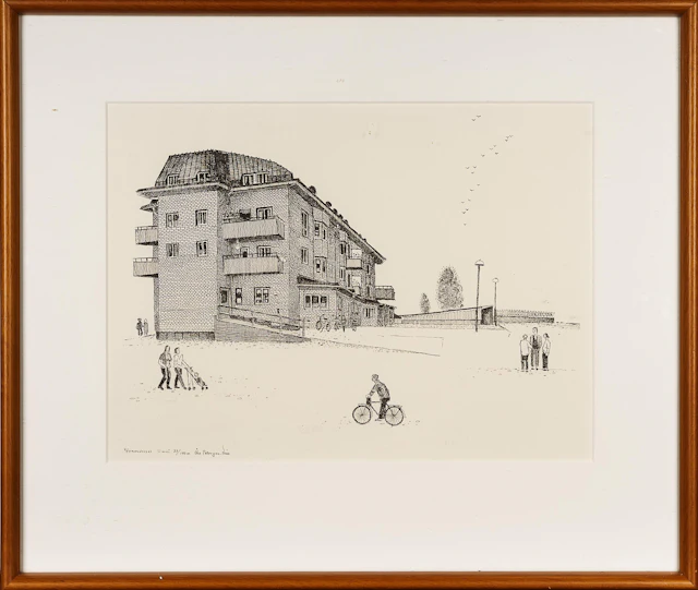 ÅKE PETTERSSON-NÅW. Litografi "Köpmanshuset, Umeå" Signerad & numrerad: 37/150.