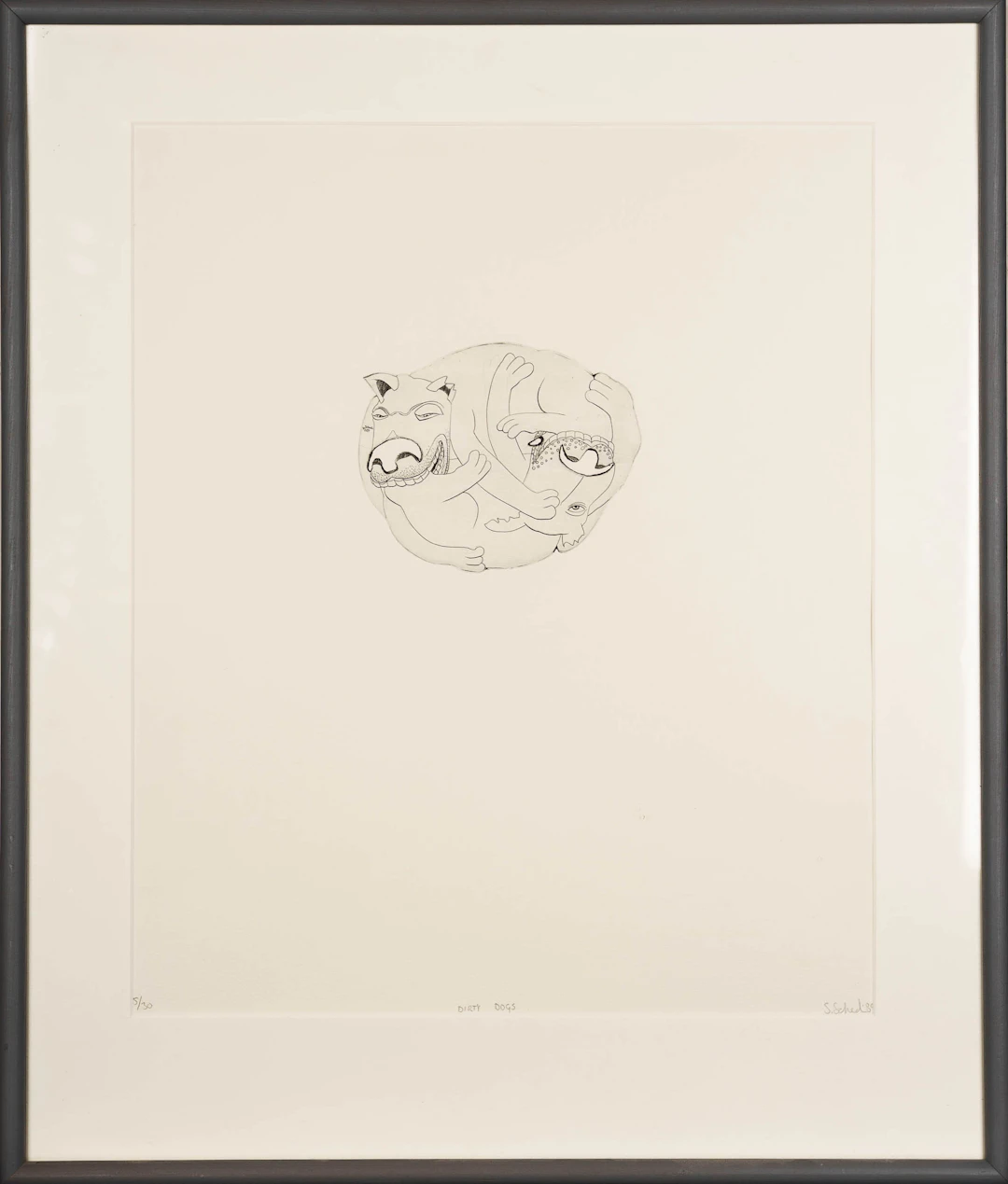 STELLAN SCHEDIN. Kopparstick, "Dirty Dogs", Signerad, Numrerad: 5/30, 1989.