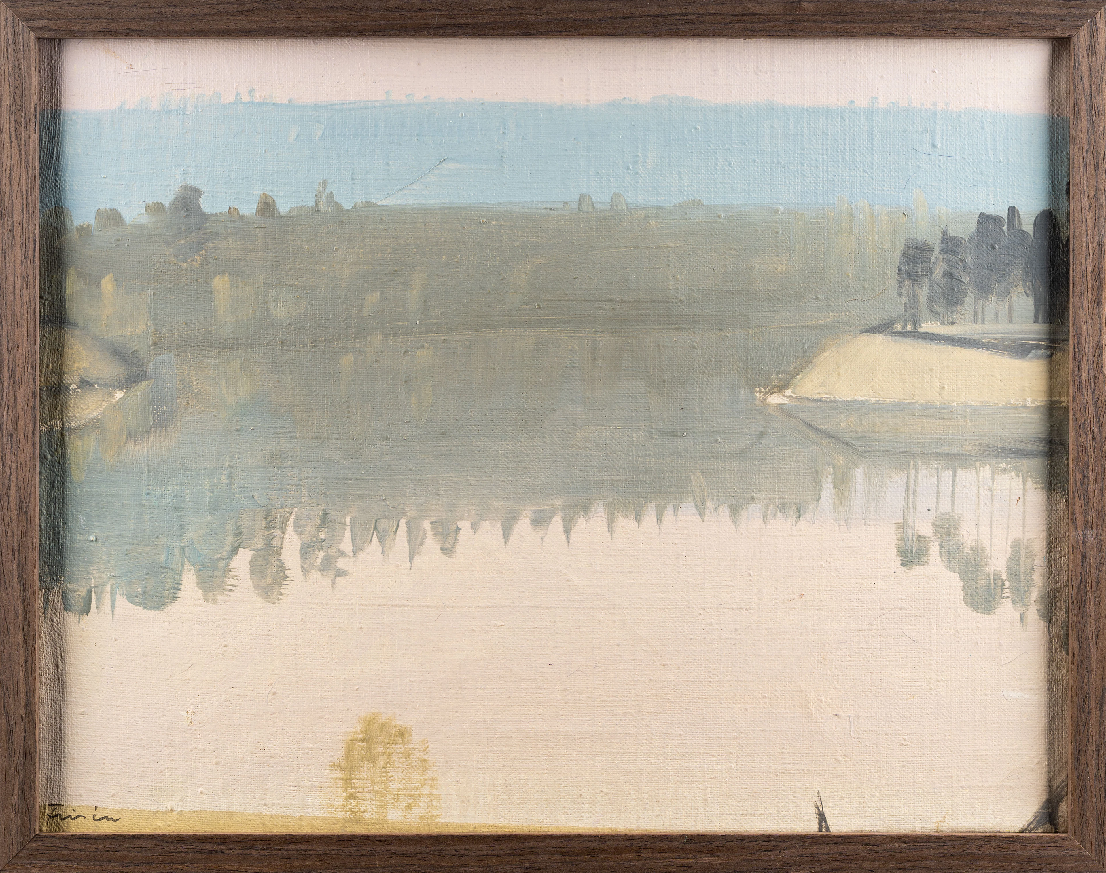 VERA FRISÉN. Olja på duk, Speglande älv, 1900–tal.