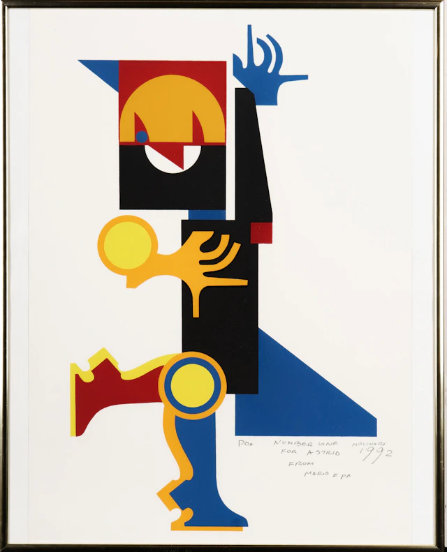 MARIO MOLINARI. Färgserigrafi, "Figur komposition", Signerad, daterad