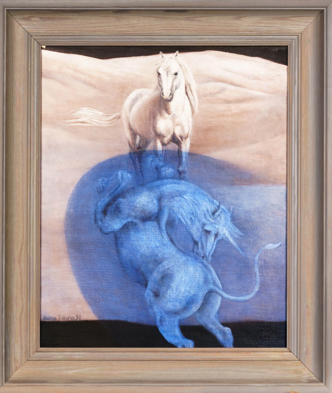 BOZENA J UNÉUS. Olja på duk, "Natten", Signerad, 1990.