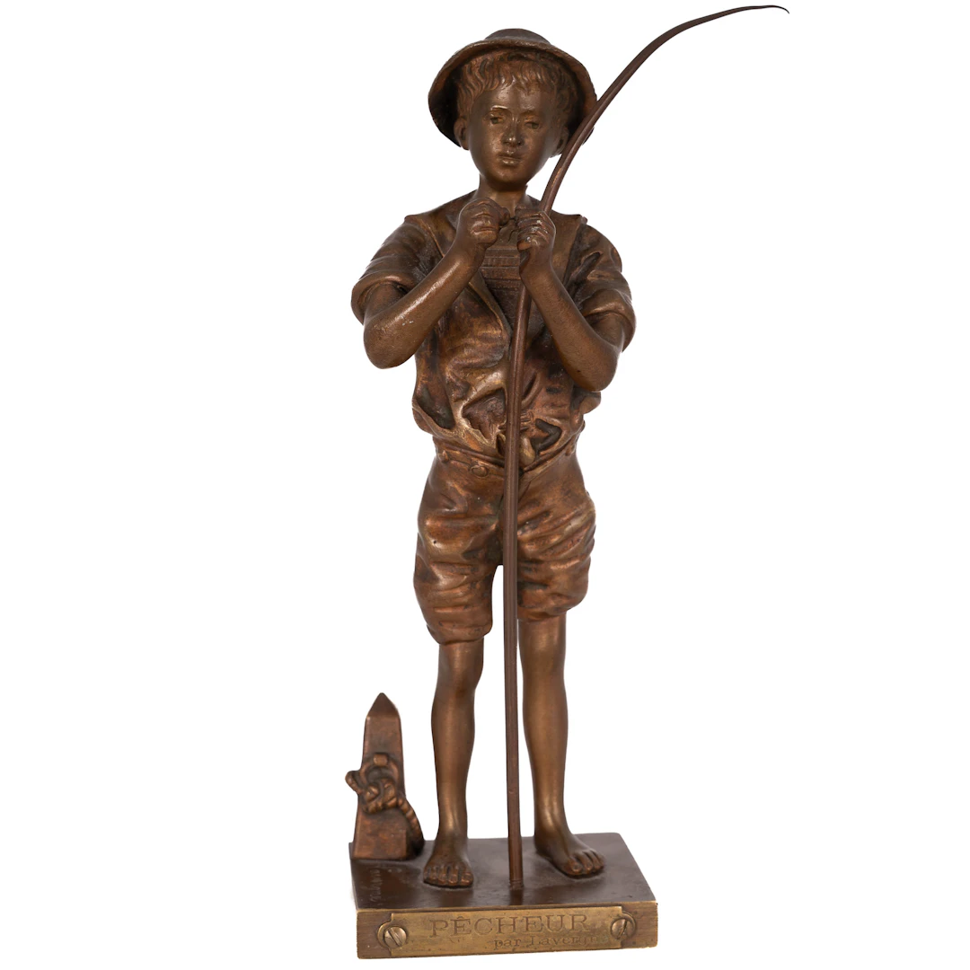 ADOLPHE JEAN LAVERGNE. Skulptur, "Pecheur", Brons, Signerad, 1800-tal.