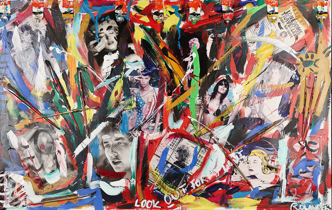 RICKARD ÖLANDER. Blandteknik, "Look out for my love" Signerad och daterad 2002.