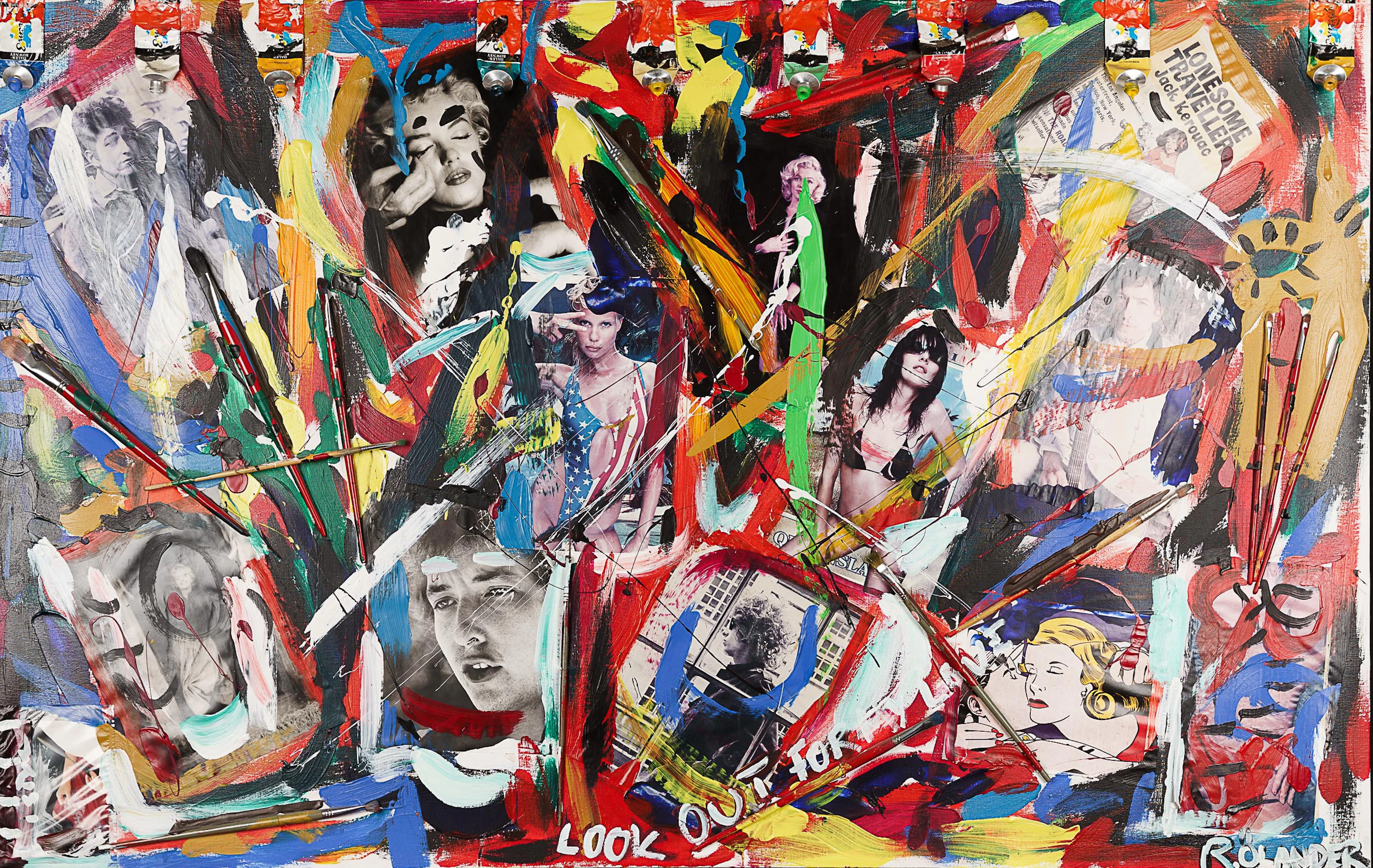 RICKARD ÖLANDER. Blandteknik, "Look out for my love" Signerad och daterad 2002.