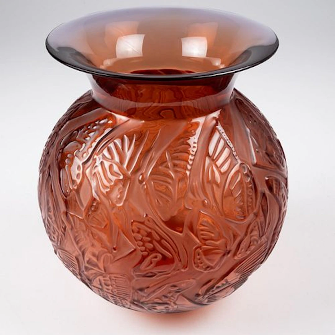 Lalique Nymphale Amber Vase