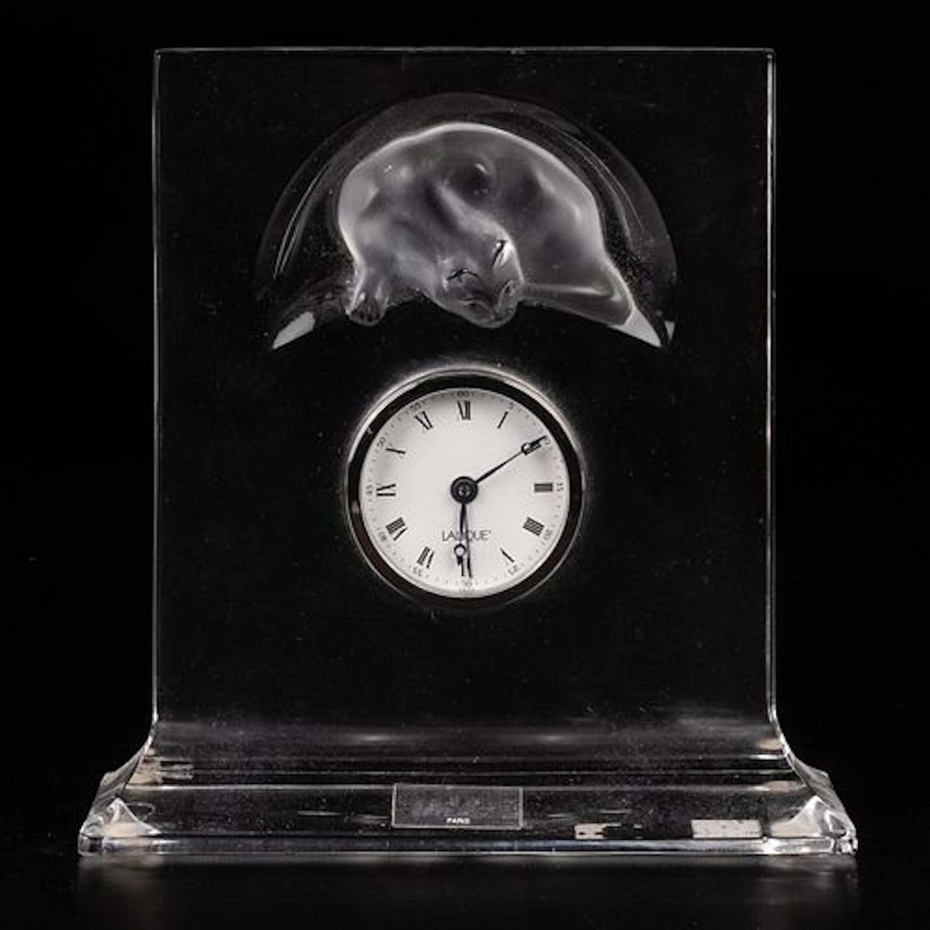 Lalique Chat Horloge Desk Clock