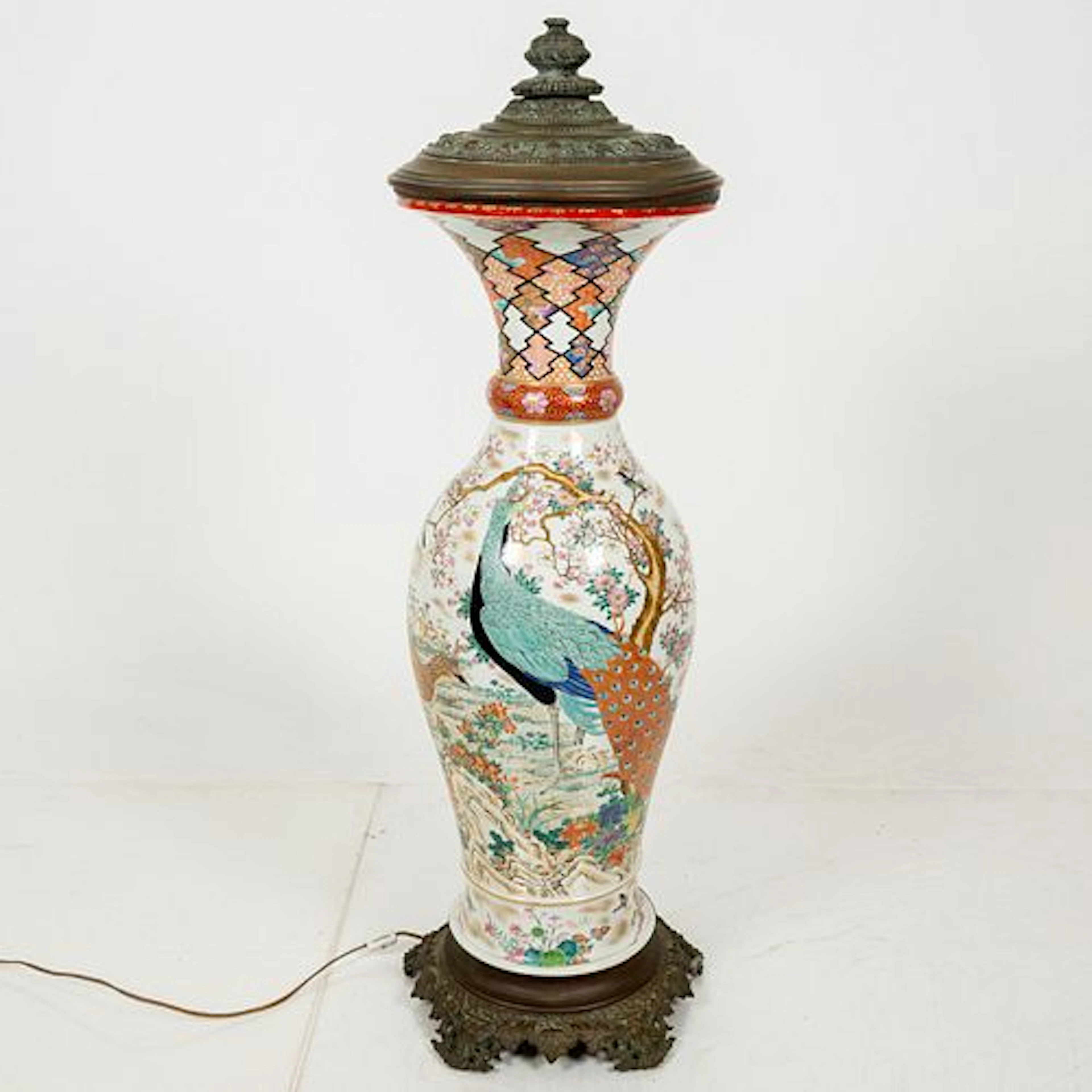 Japanese Imari Porcelain Vase Lamp