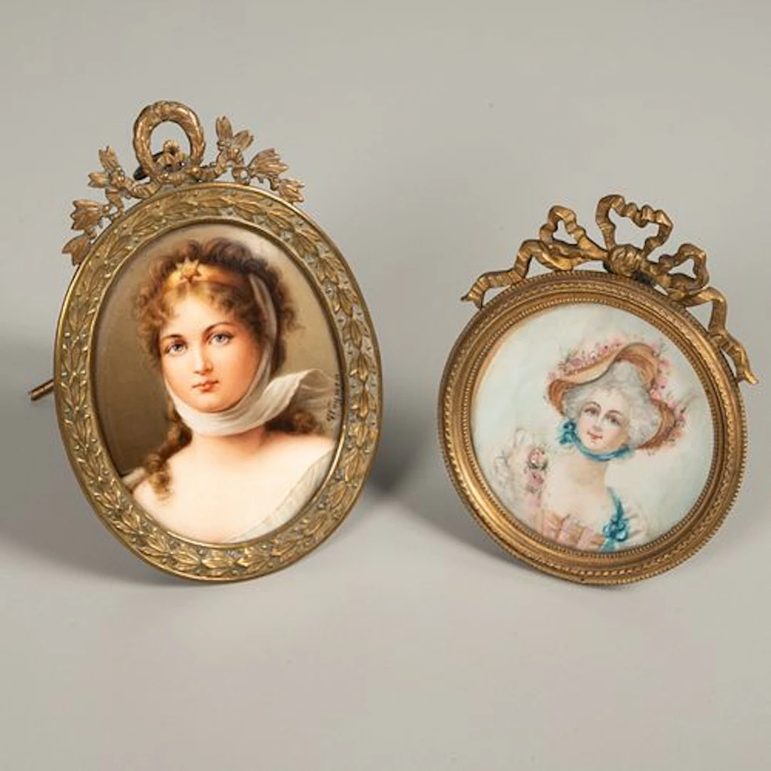 Two Hand Painted Miniature Portraits