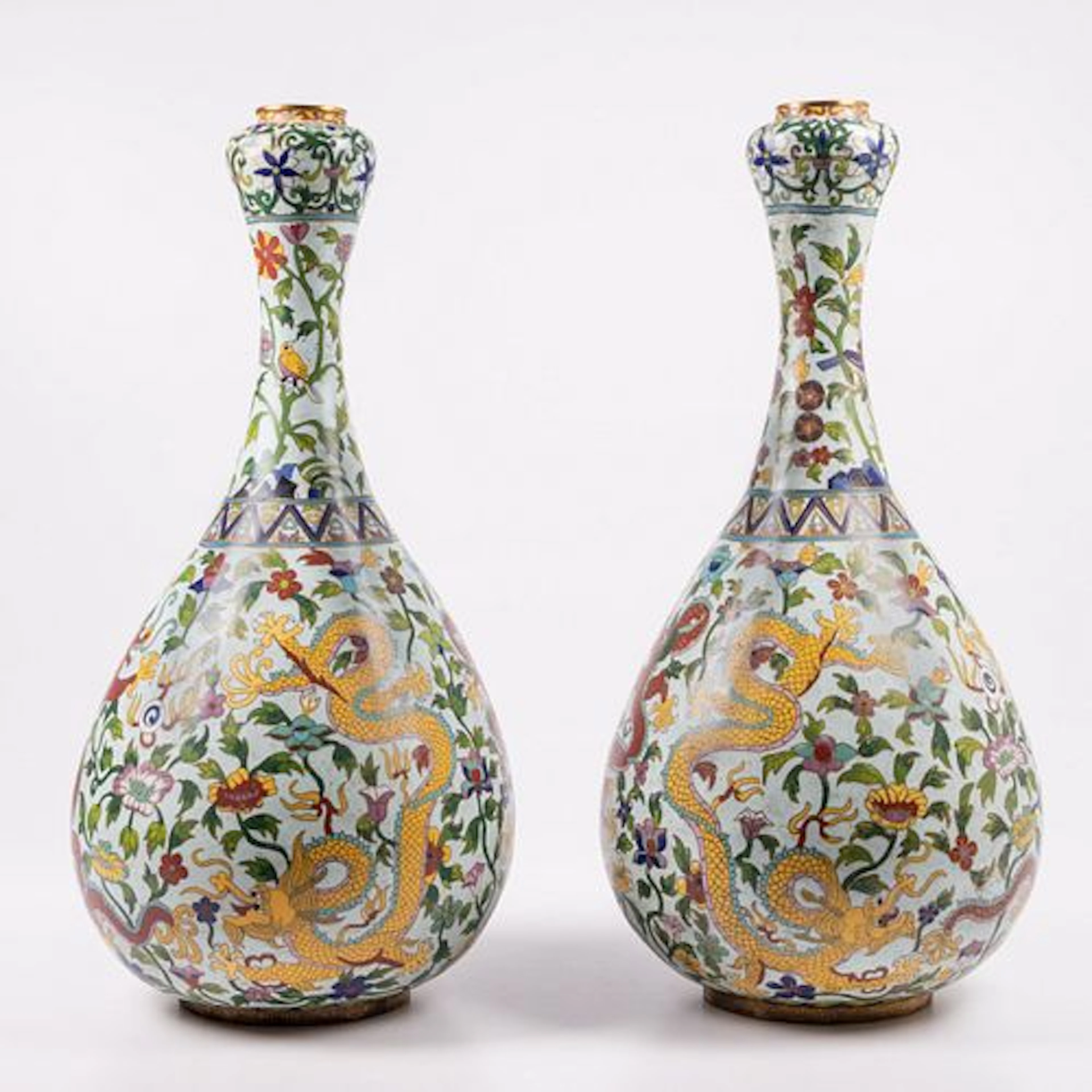Pair of Chinese Cloisonne Vases