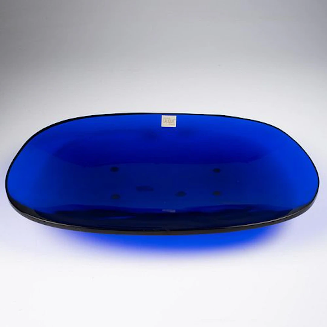 Lalique Cobalt Blue Crystal Platter