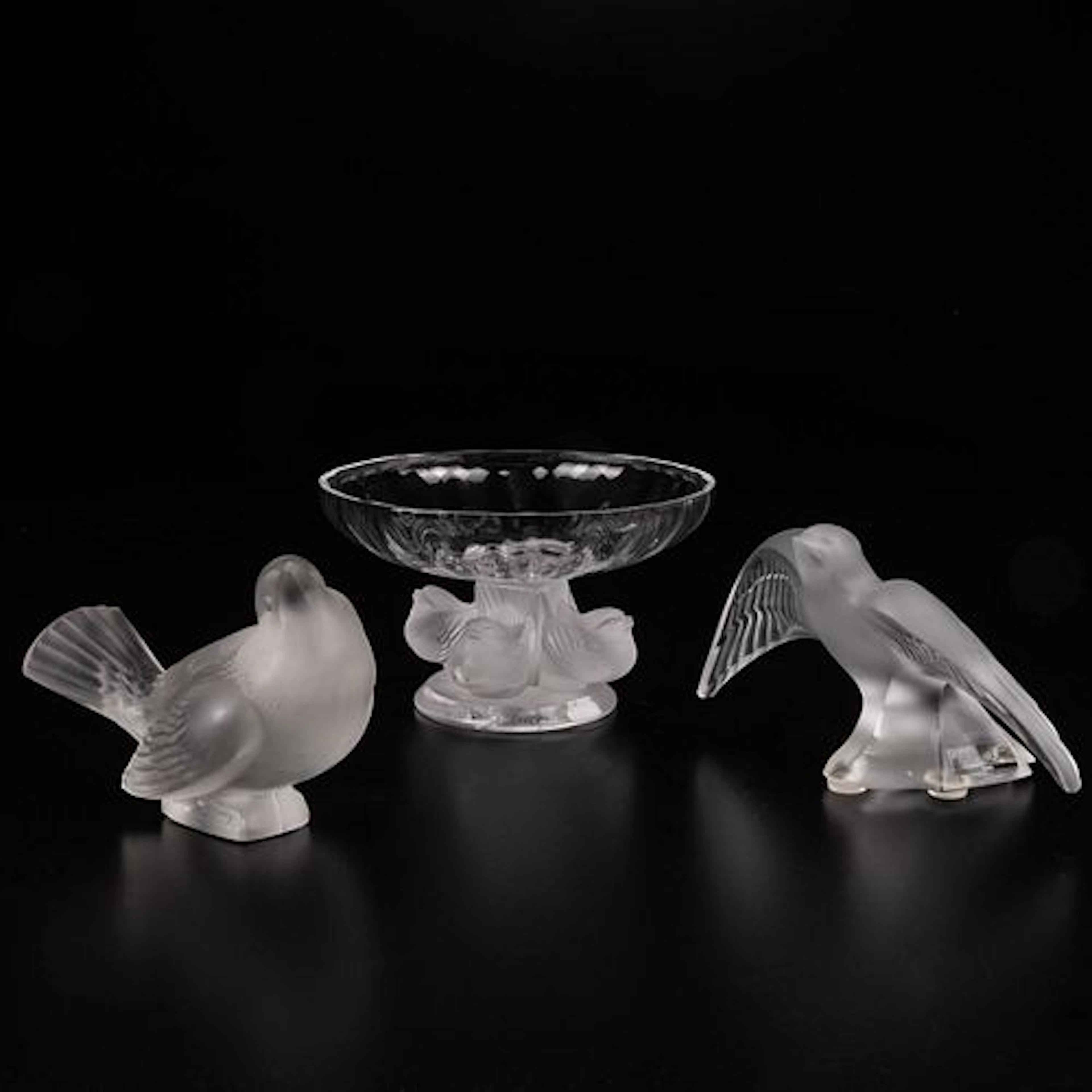 Three Lalique Bird Decorative Items