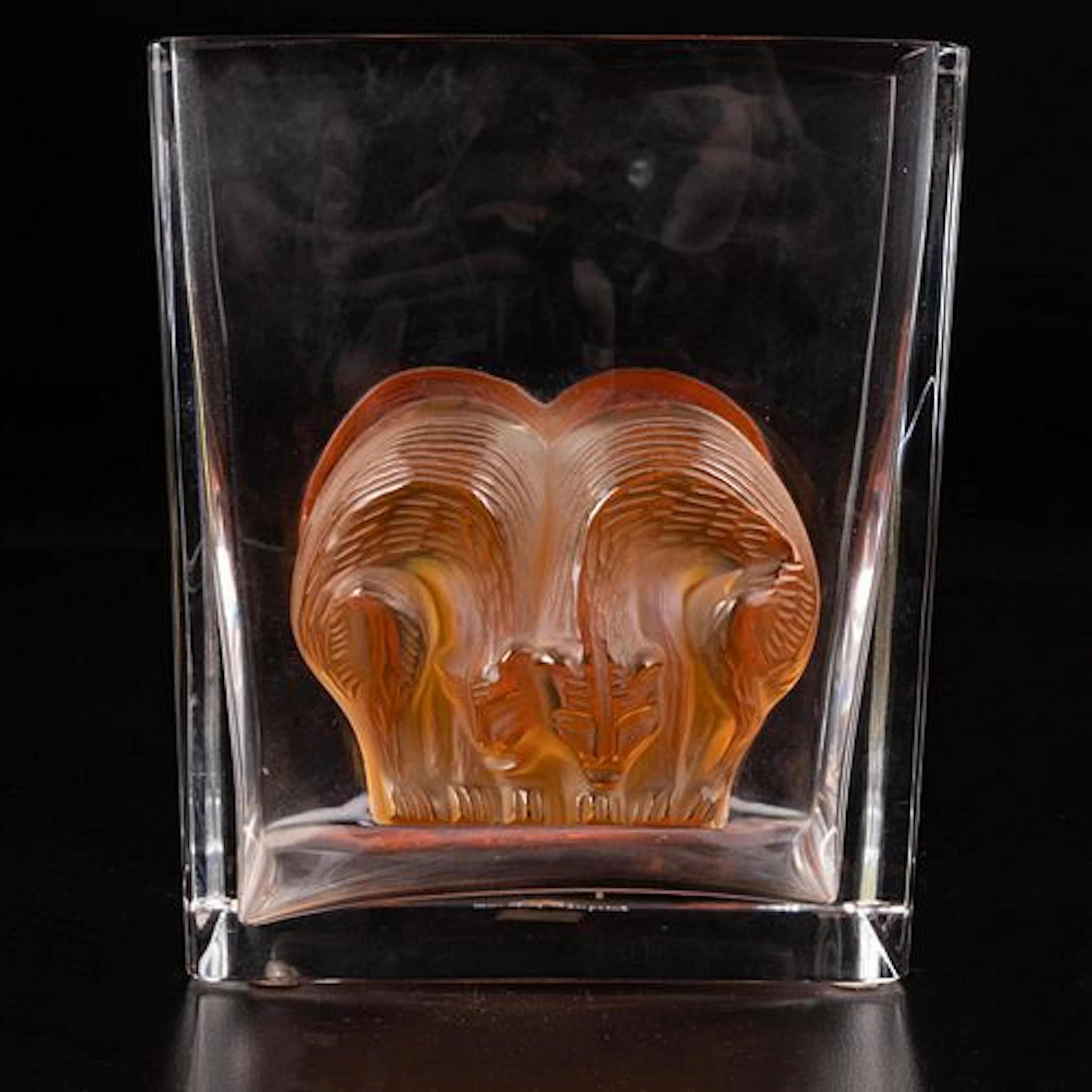 Lalique Deux Leopard Vase