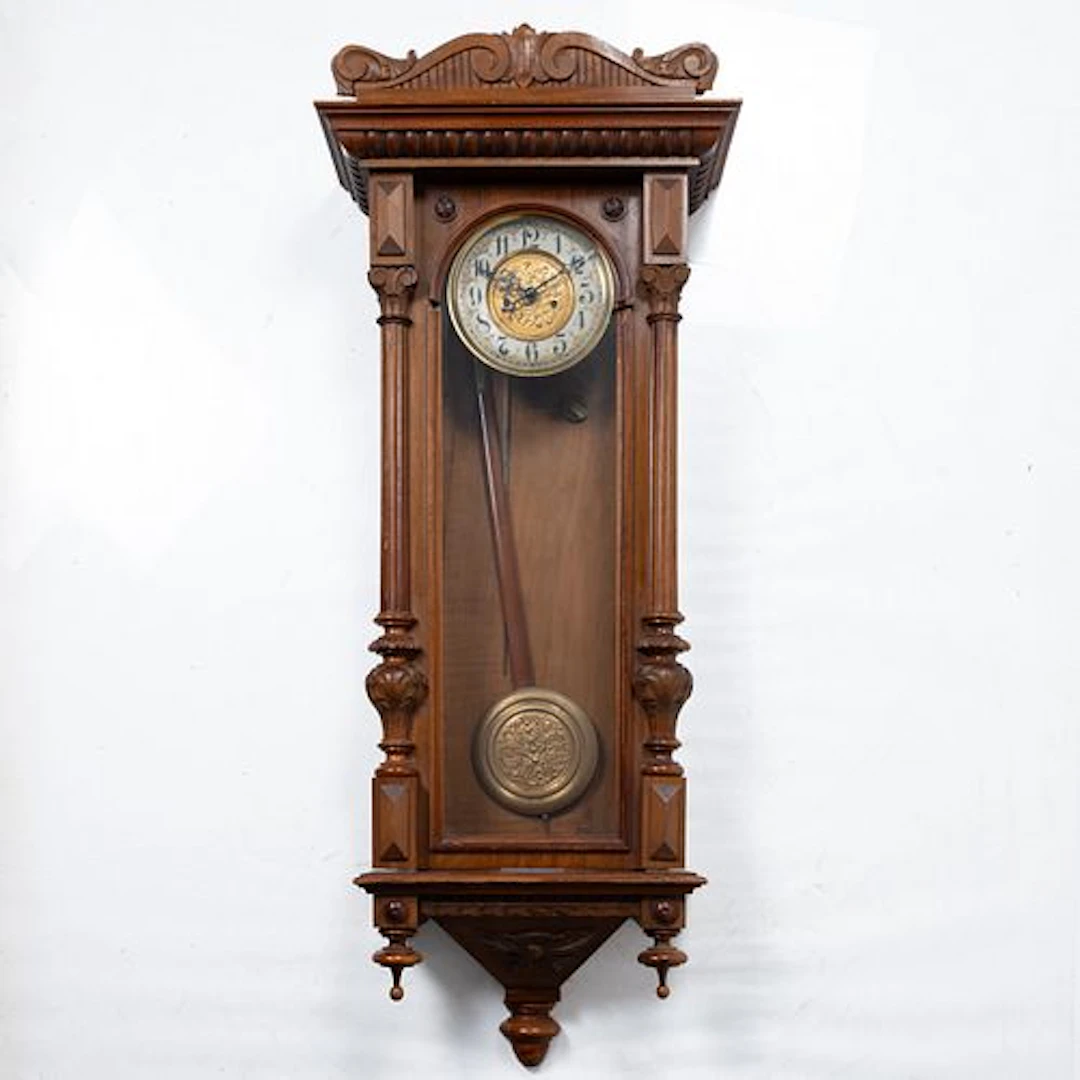 A Gustav Becker Walnut Regulator Wall Clock