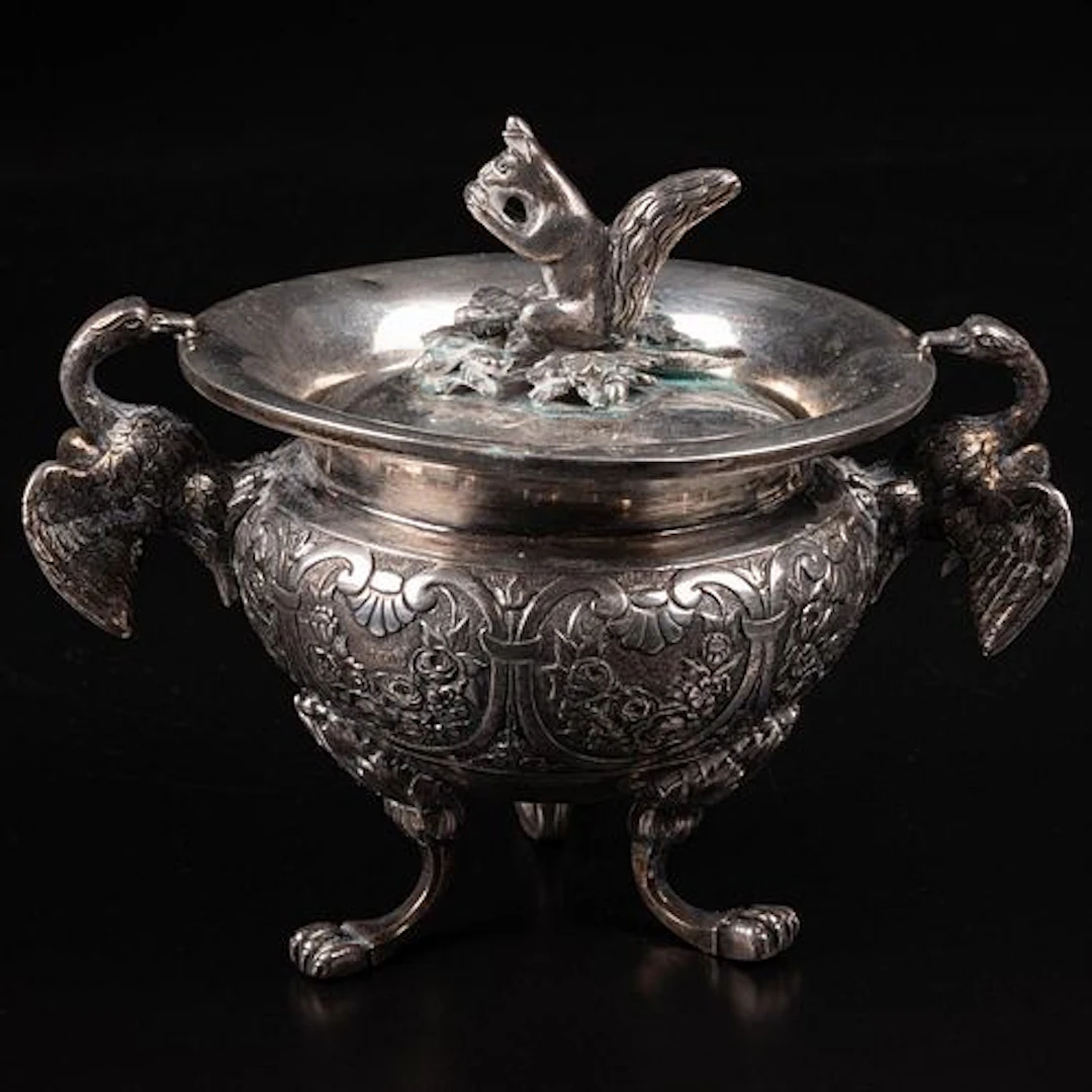 Austria - Hungary 800 Silver Covered Footed Bowl
