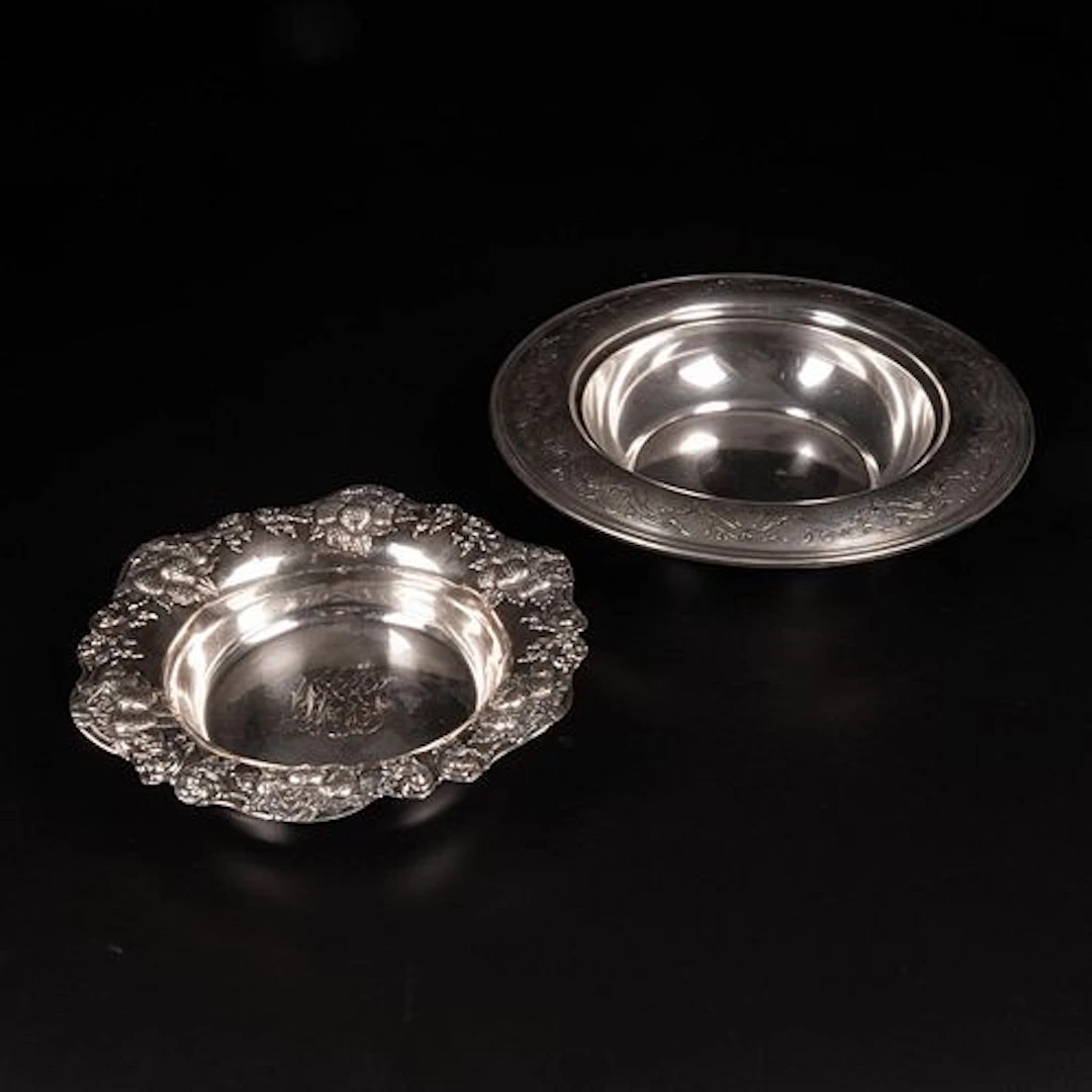 Two Sterling Silver Repousse Berry Bowls