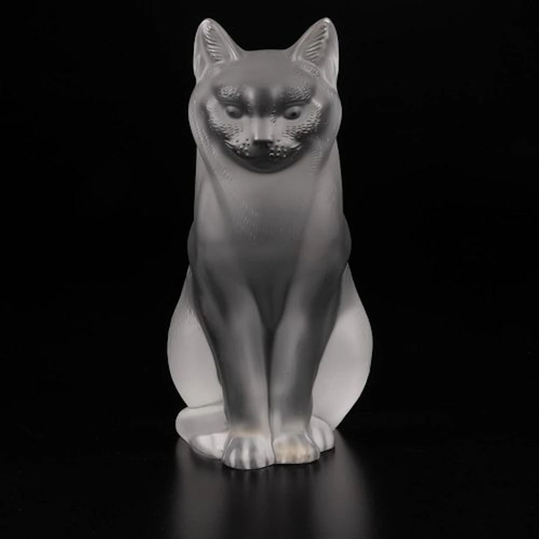 Lalique Chat Assis Sculpture