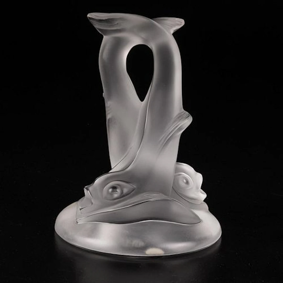 Lalique Double Dauphins Sculpture