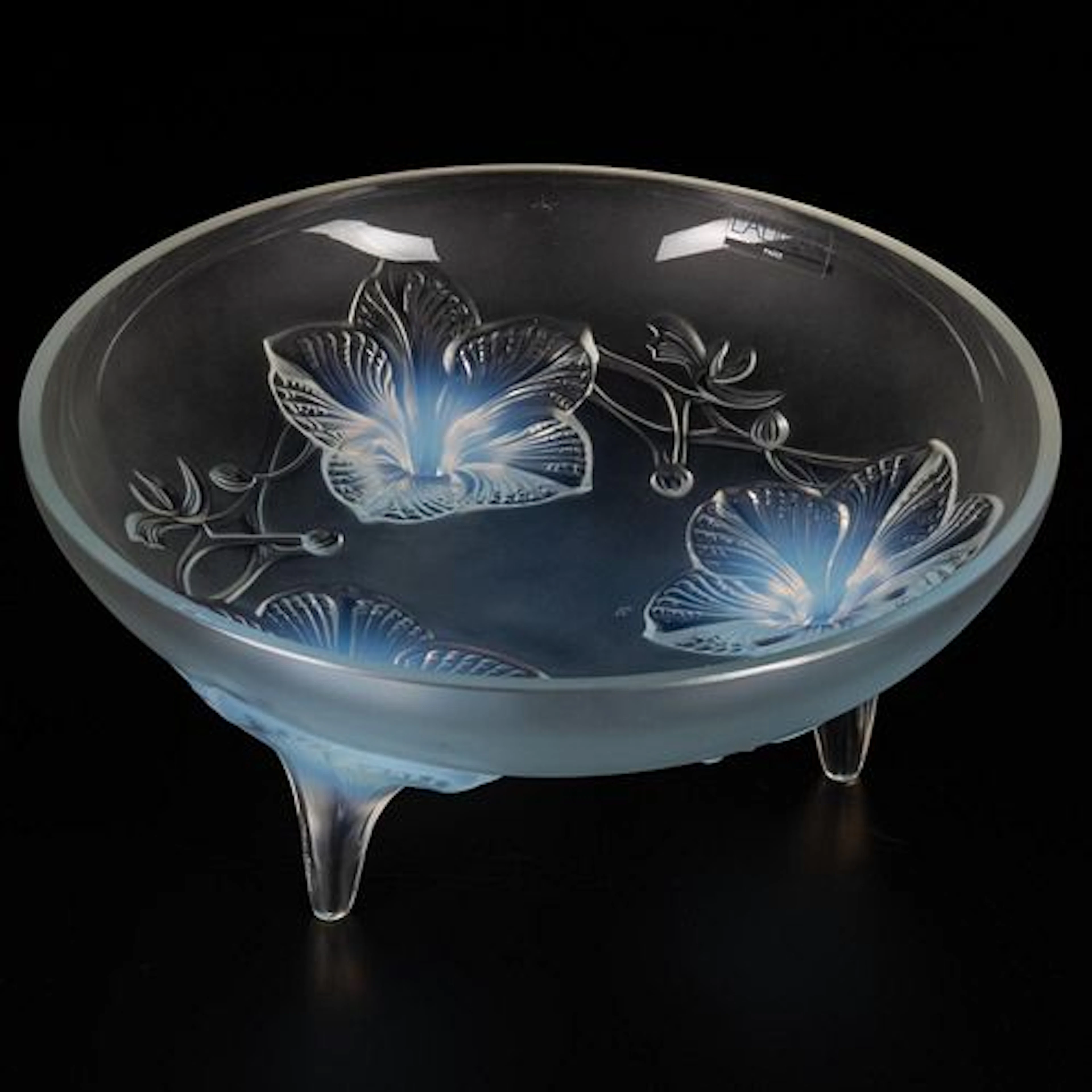 Lalique Orchidee Lys Three Footed Bowl