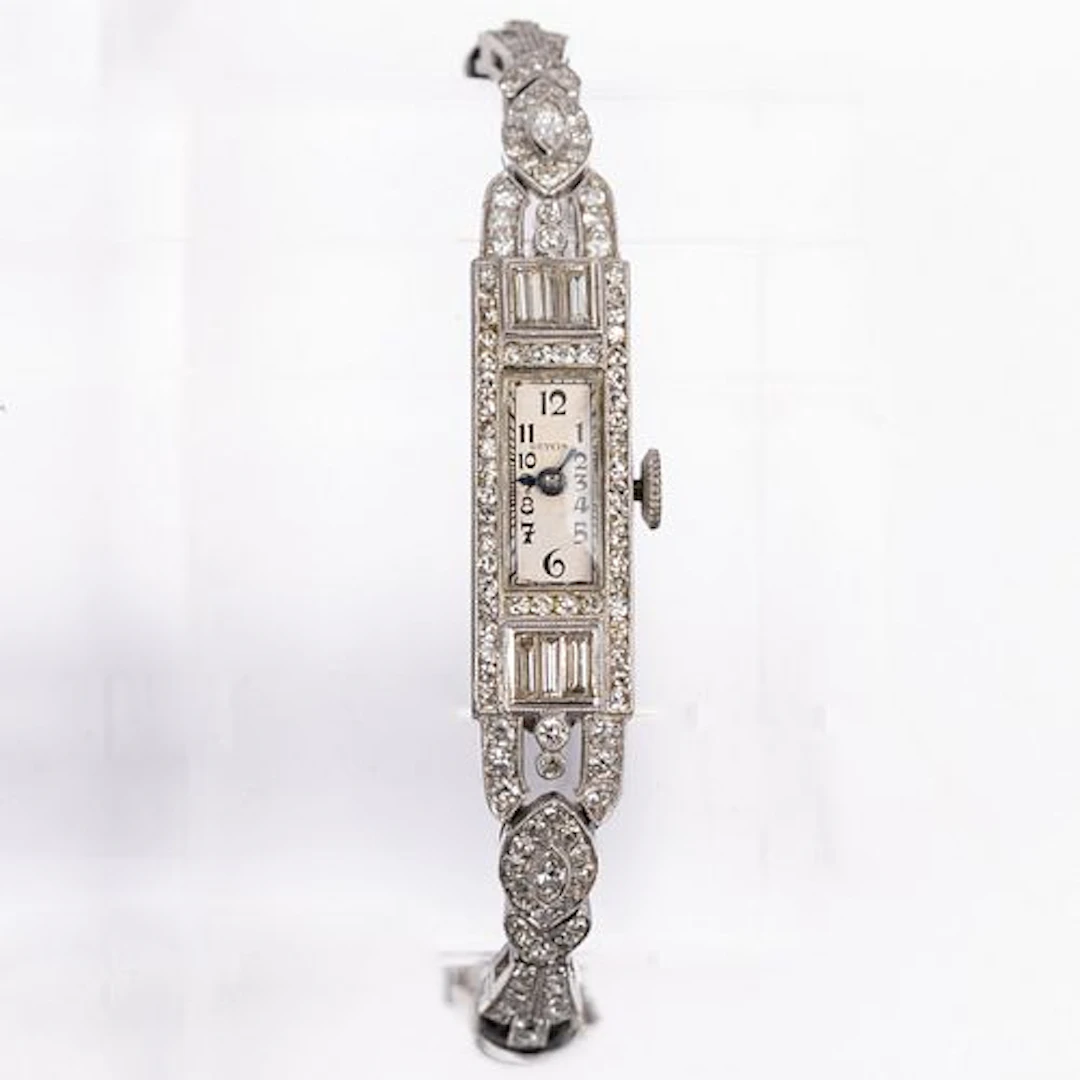 A Ladies Platinum and Diamond Wristwatch