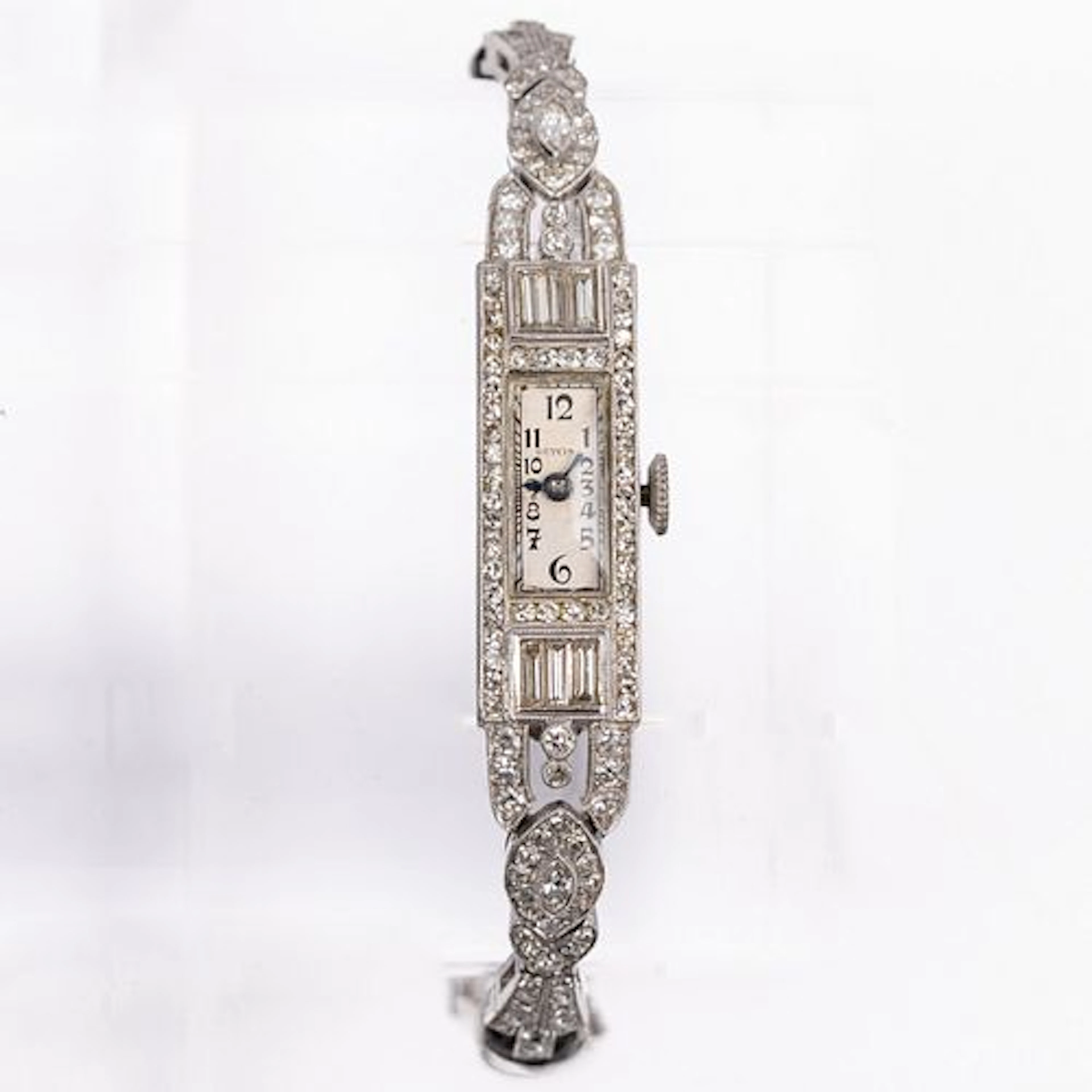 A Ladies Platinum and Diamond Wristwatch